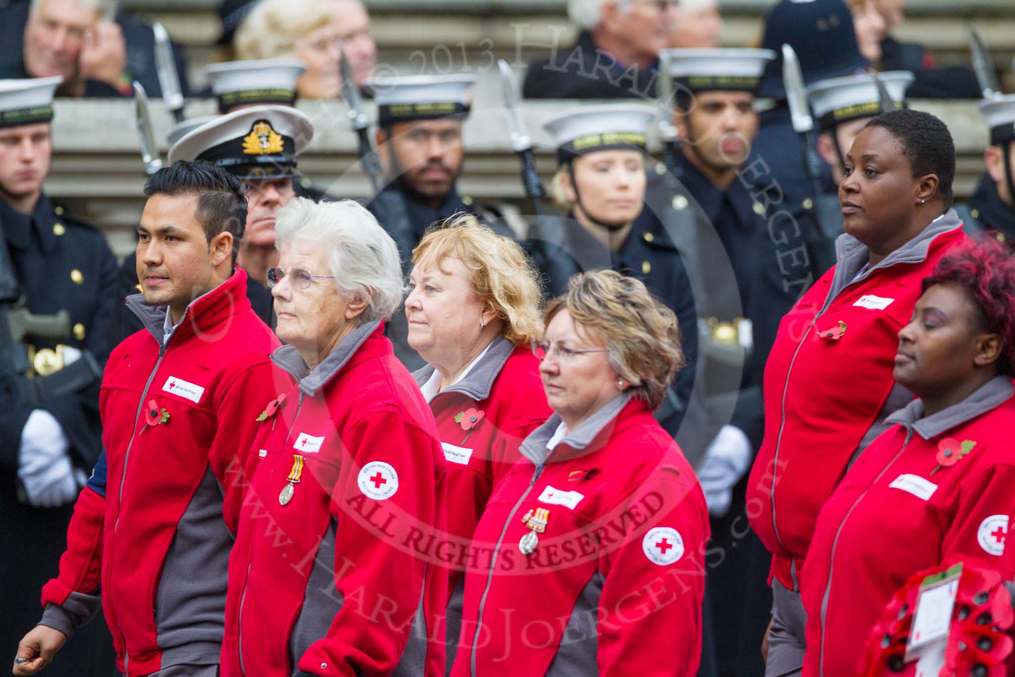 Remembrance Sunday at the Cenotaph 2015: Group M16, British Red Cross.
Cenotaph, Whitehall, London SW1,
London,
Greater London,
United Kingdom,
on 08 November 2015 at 12:16, image #1513