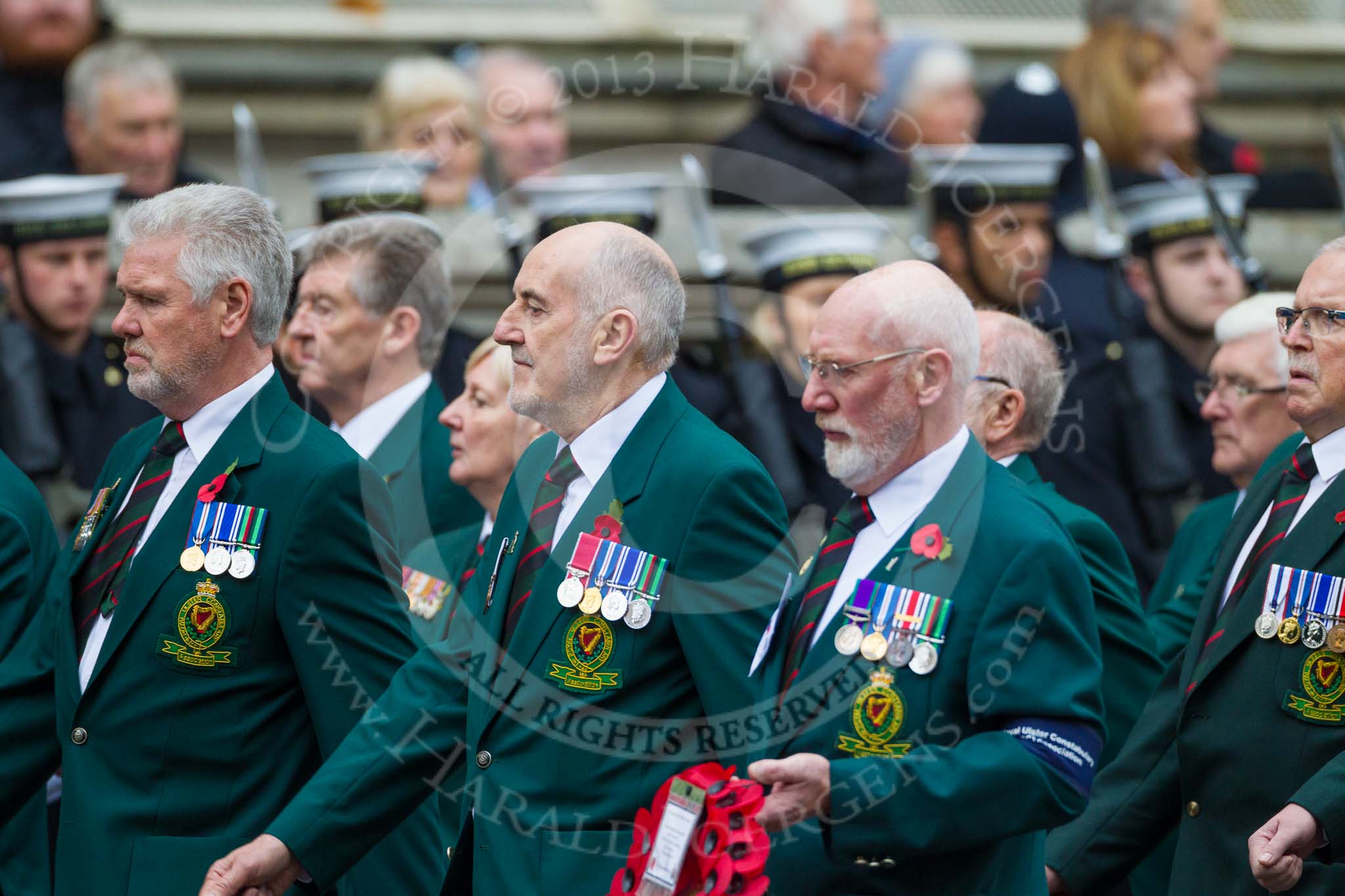 Remembrance Sunday at the Cenotaph 2015: Group M19, Royal Ulster Constabulary (GC) Association.
Cenotaph, Whitehall, London SW1,
London,
Greater London,
United Kingdom,
on 08 November 2015 at 12:16, image #1527