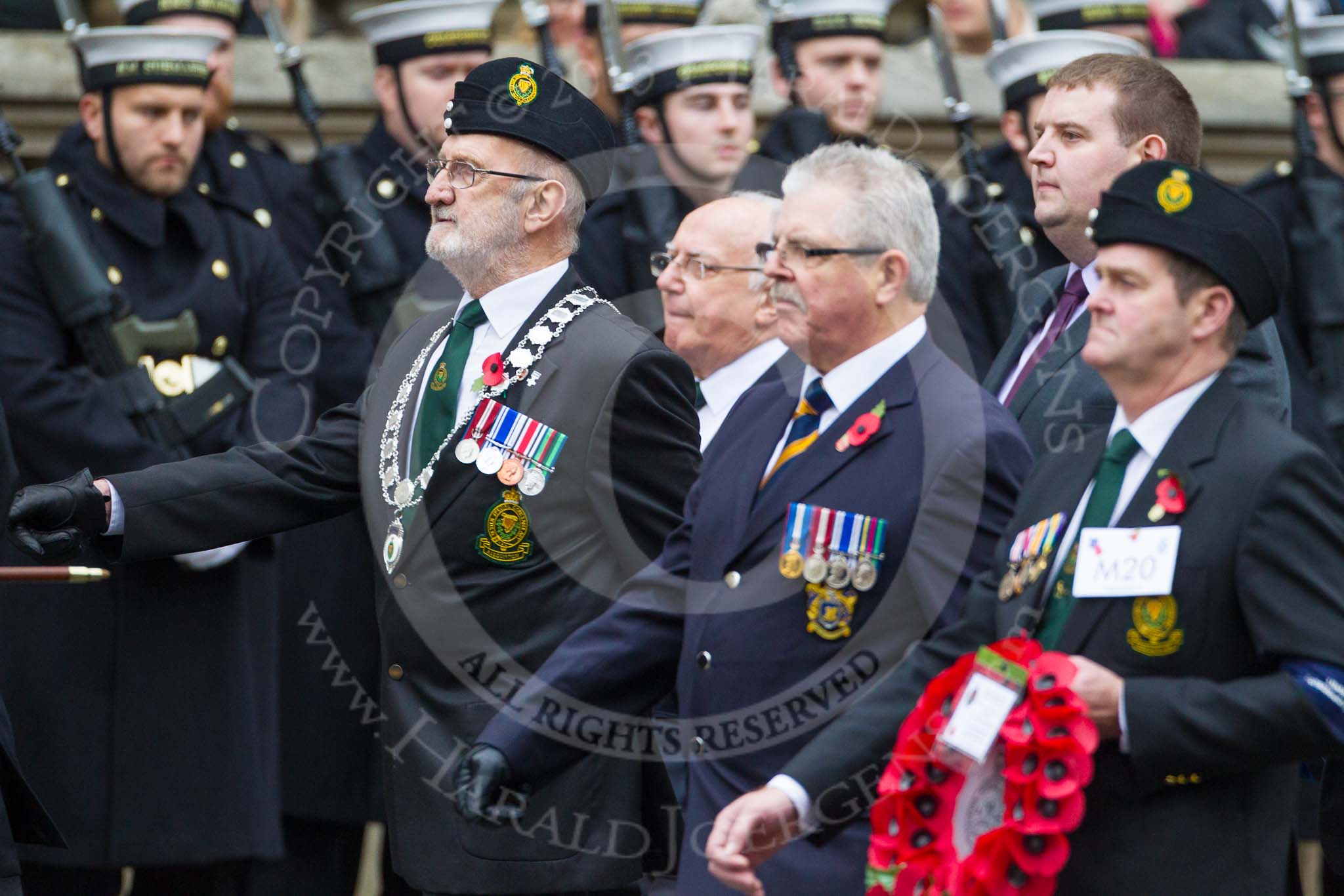 Remembrance Sunday at the Cenotaph 2015: Group M20, Ulster Special Constabulary Association.
Cenotaph, Whitehall, London SW1,
London,
Greater London,
United Kingdom,
on 08 November 2015 at 12:17, image #1537