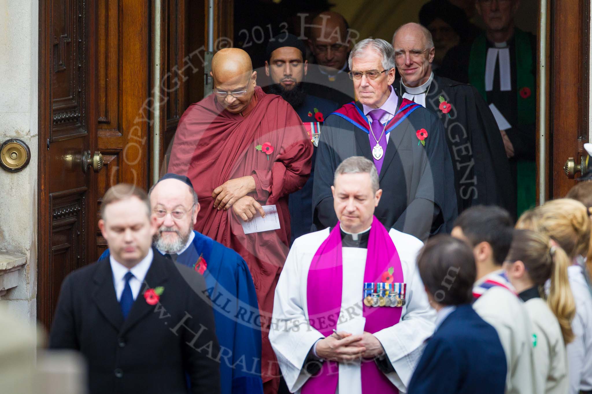 Remembrance Sunday at the Cenotaph 2015: The members of the faith communities leaving the Foreign- and Commonwealth Office. Image #105, 08 November 2015 10:56 Whitehall, London, UK