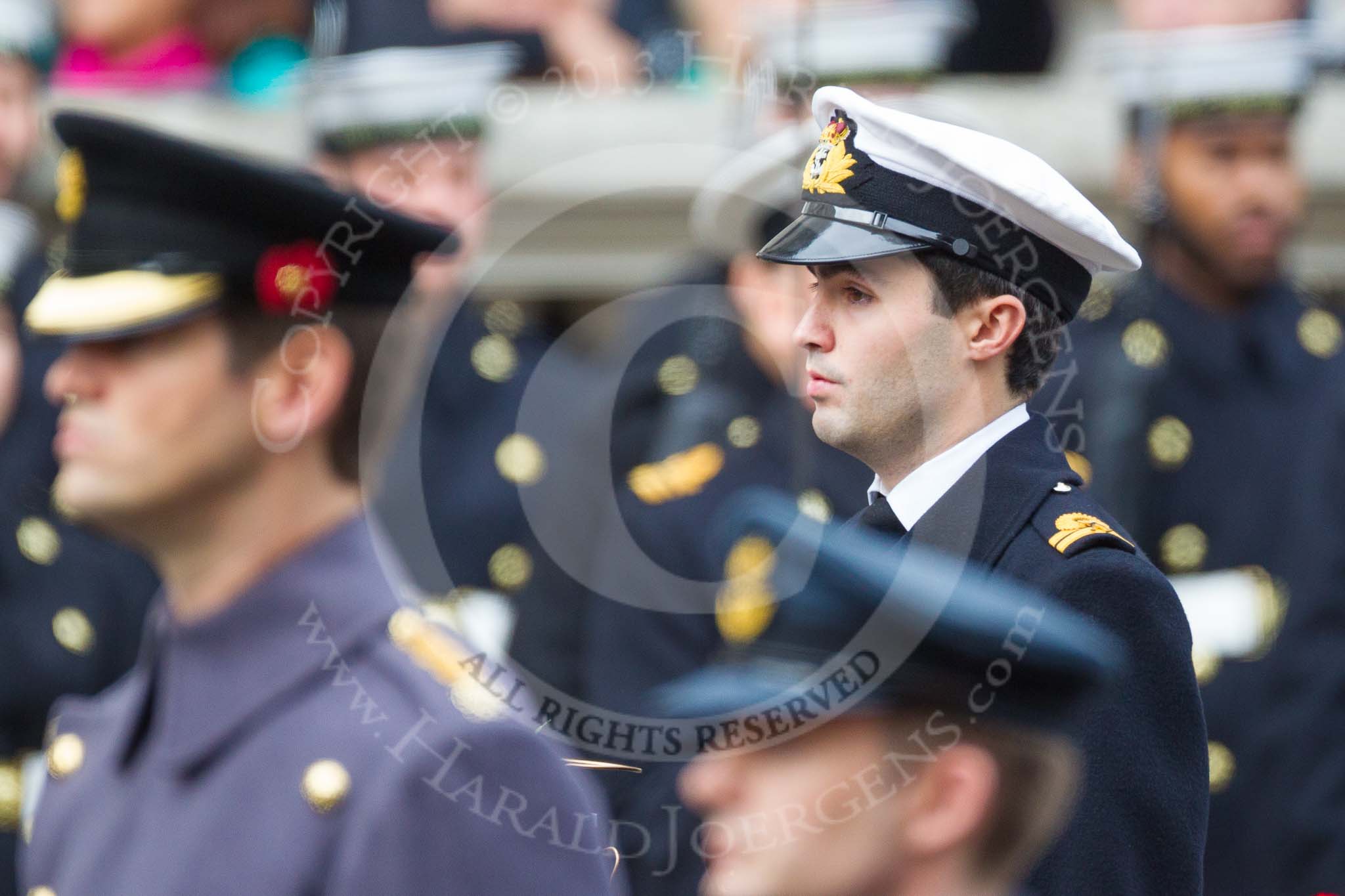 Remembrance Sunday at the Cenotaph 2015: Lieutenant Jack Cooper, Royal Navy, equerry to the Duke of York. Image #164, 08 November 2015 11:03 Whitehall, London, UK