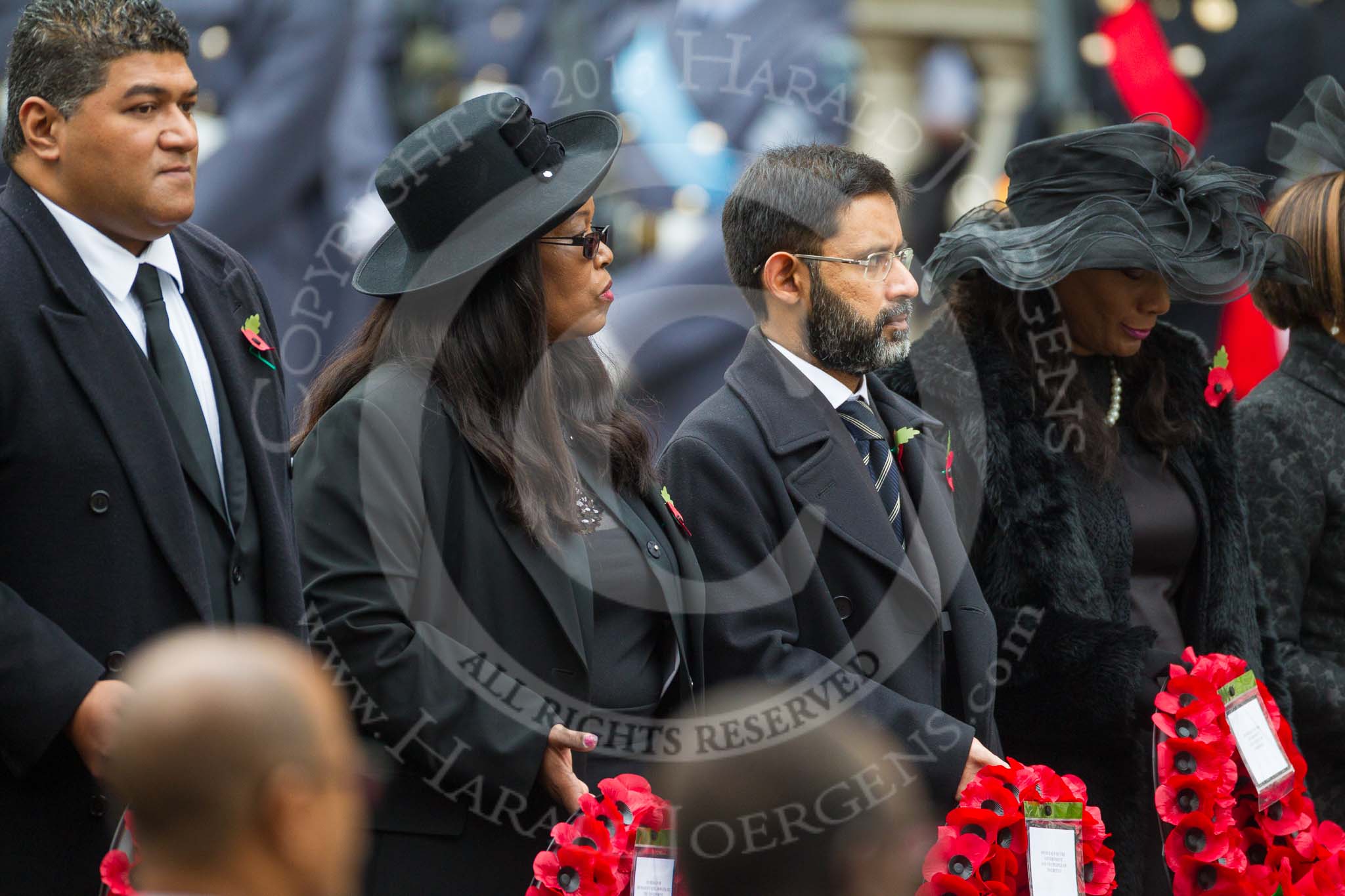 Remembrance Sunday at the Cenotaph 2015: The Acting High Commissioner of Tonga, High Commissioner of Swaziland, the High Commissioner of Mauritius, and the Deputy High Commissioner  of Barbados. Image #231, 08 November 2015 11:09 Whitehall, London, UK