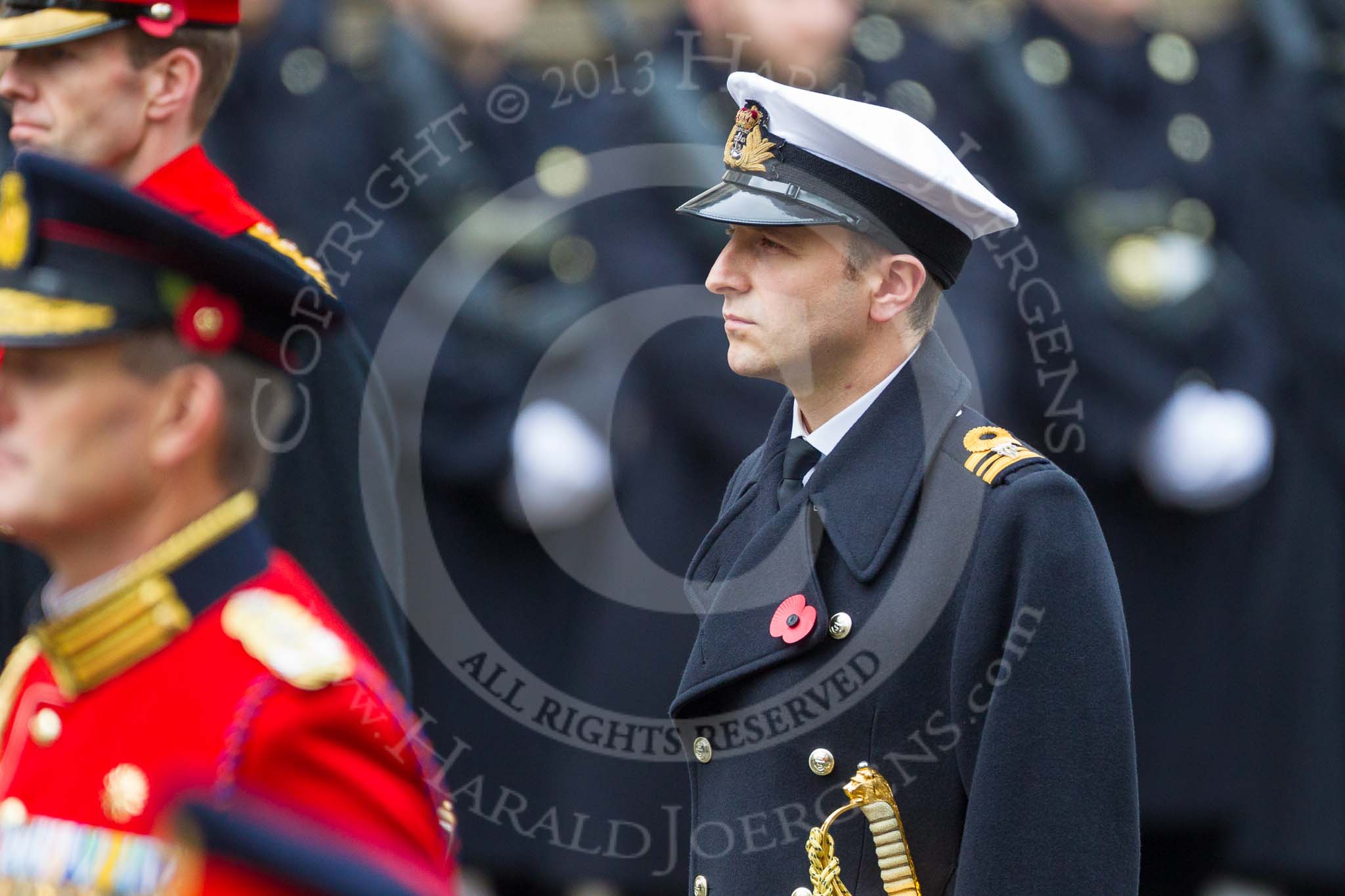 Remembrance Sunday at the Cenotaph 2015: Lieutenant Commander James Benbow, Royal Navy, equerry to Prince William. Image #267, 08 November 2015 11:12 Whitehall, London, UK