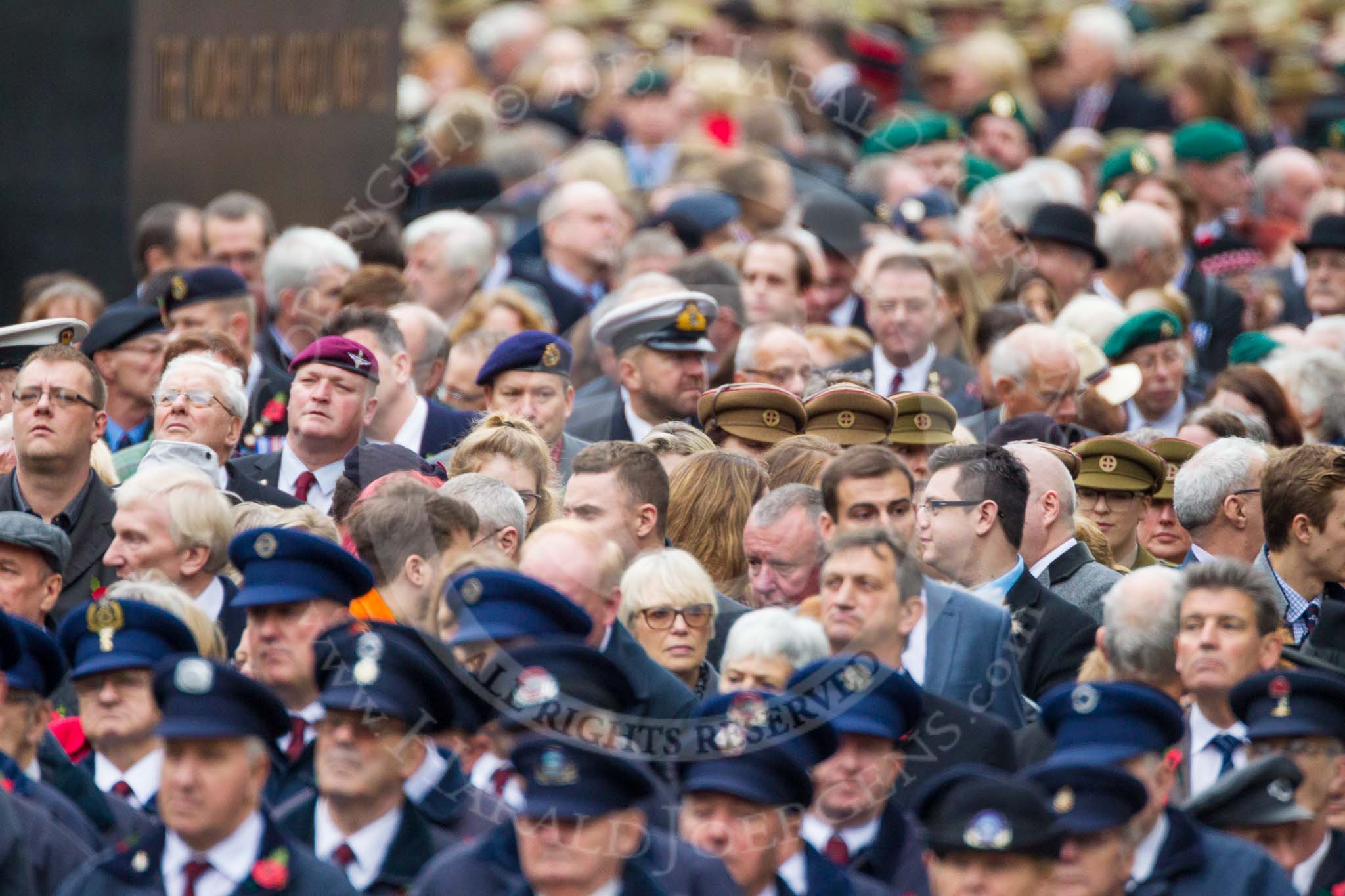 Remembrance Sunday at the Cenotaph 2015: Veterans waiting for the begin of the March Past. Image #326, 08 November 2015 11:23 Whitehall, London, UK