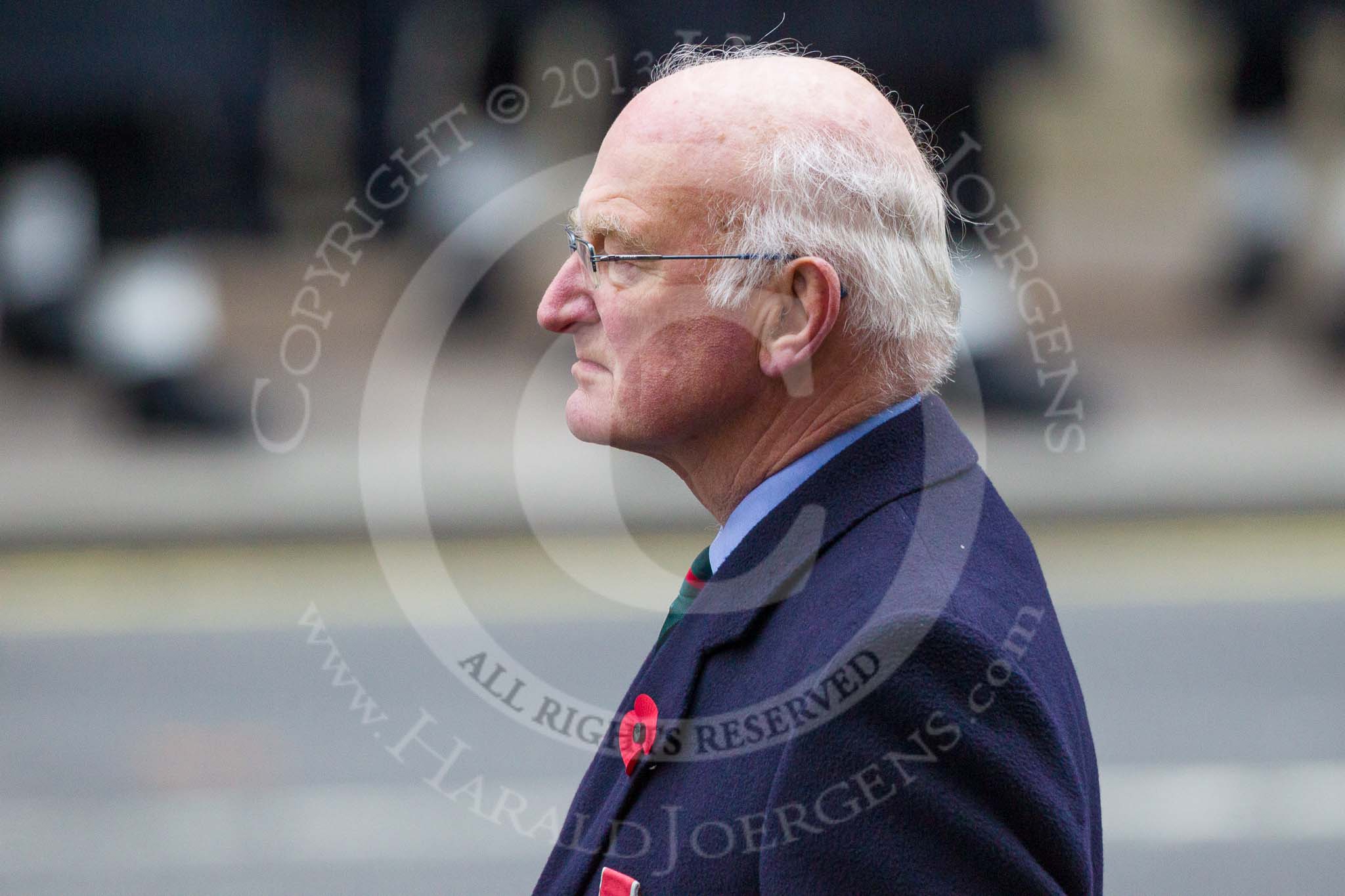 Remembrance Sunday at the Cenotaph 2015: Mr Patrick Mitford-Slade on the way to the Cenotaph to lay a wreath on behalf of the Royal Commonwealth Ex-Services League. Image #344, 08 November 2015 11:26 Whitehall, London, UK