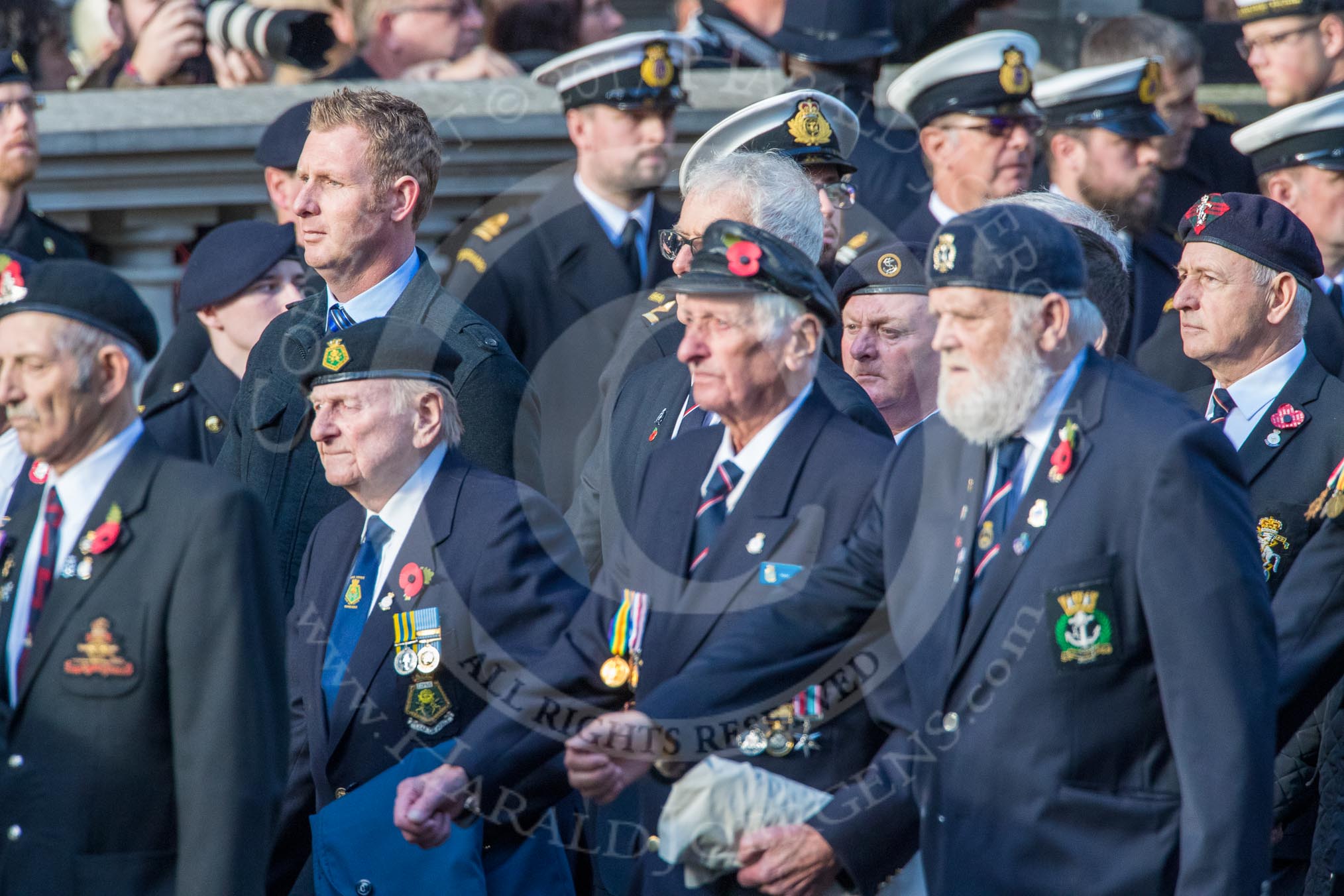 Royal Naval Association  (Group E1, 94 members) during the Royal British Legion March Past on Remembrance Sunday at the Cenotaph, Whitehall, Westminster, London, 11 November 2018, 11:41.