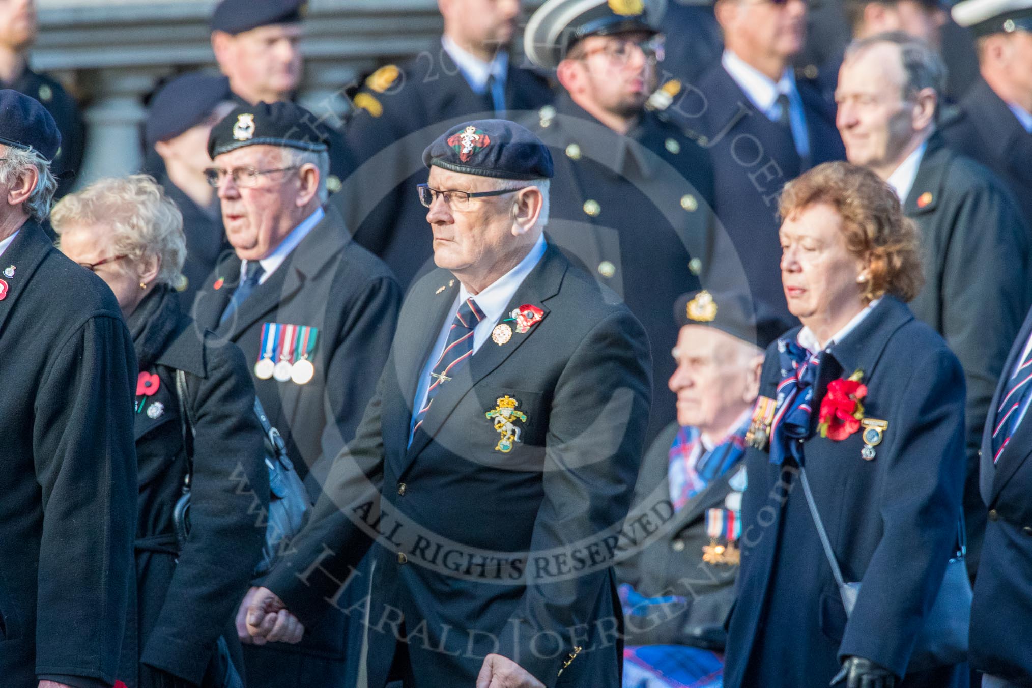 Royal Naval Association  (Group E1, 94 members) during the Royal British Legion March Past on Remembrance Sunday at the Cenotaph, Whitehall, Westminster, London, 11 November 2018, 11:41.