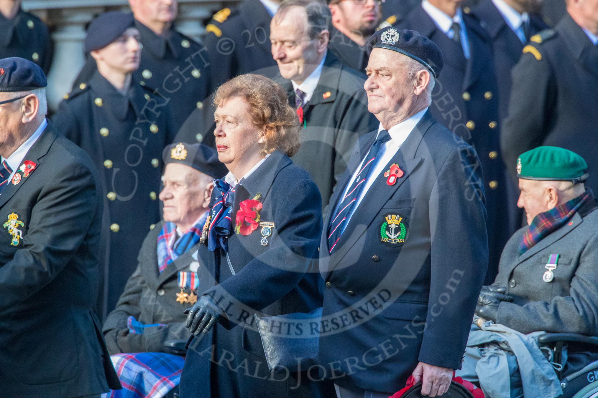 Royal Naval Association  (Group E1, 94 members) during the Royal British Legion March Past on Remembrance Sunday at the Cenotaph, Whitehall, Westminster, London, 11 November 2018, 11:41.