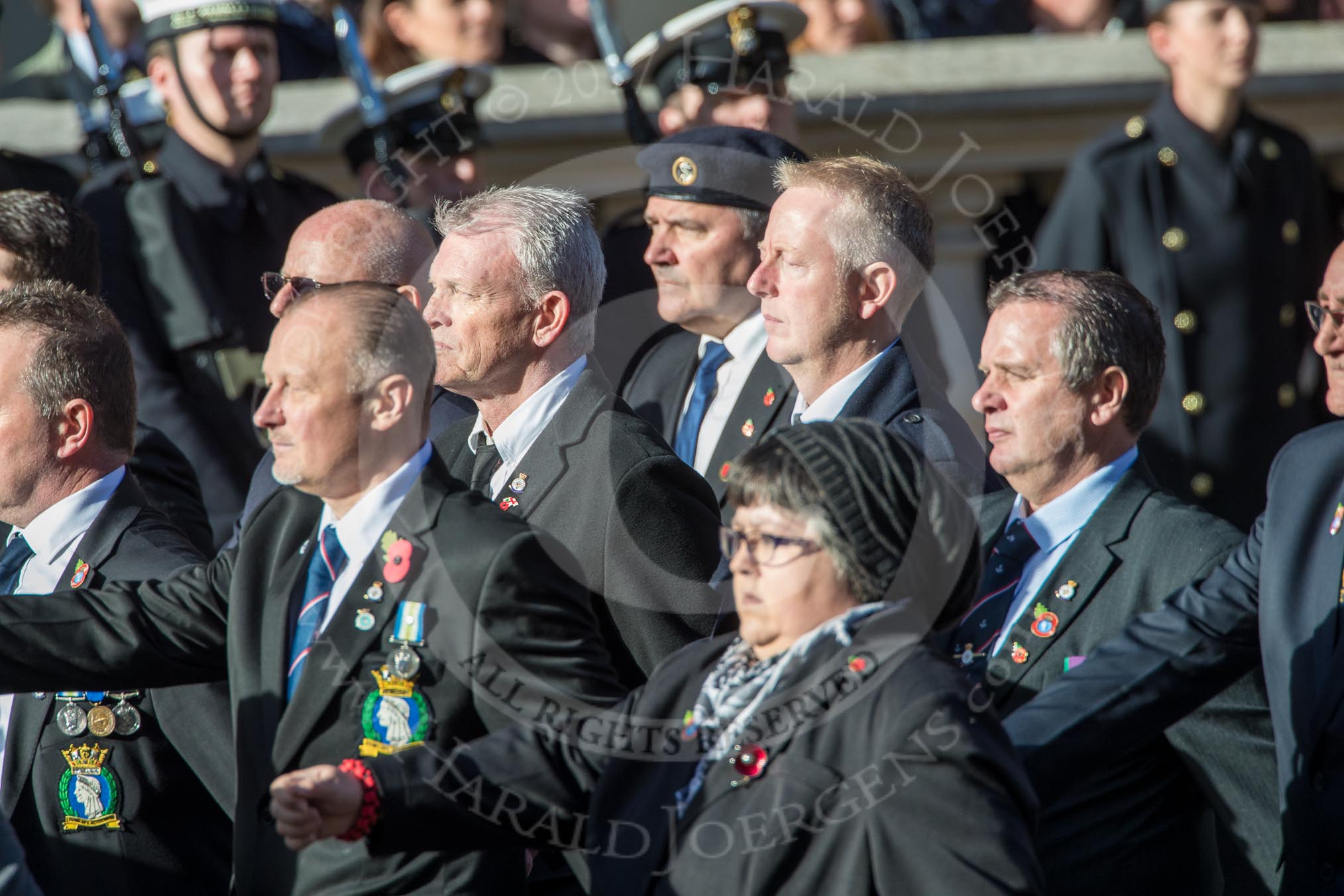 HMS Penelope Association  (Group E23, 26 members) during the Royal British Legion March Past on Remembrance Sunday at the Cenotaph, Whitehall, Westminster, London, 11 November 2018, 11:44.