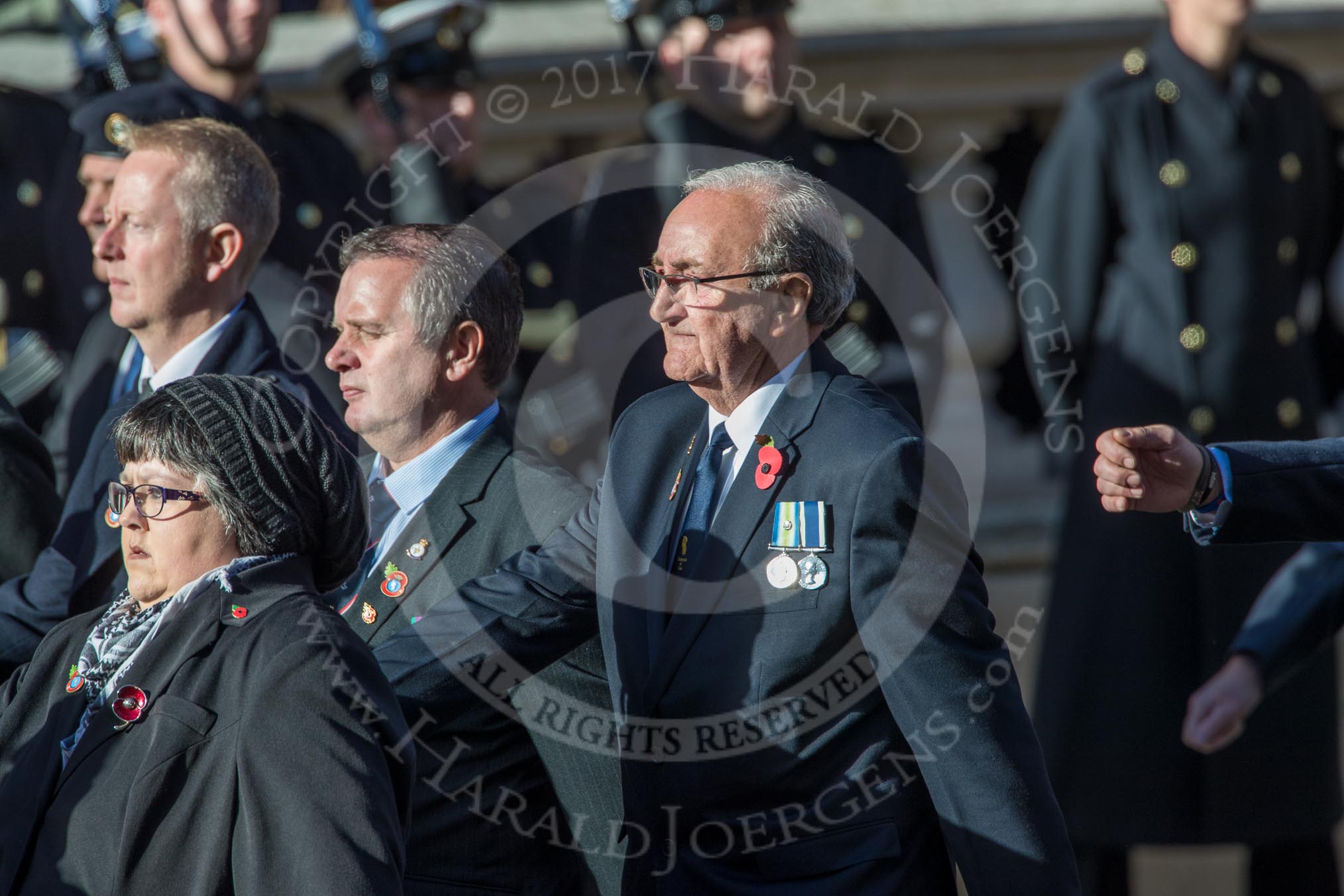 HMS Penelope Association  (Group E23, 26 members) during the Royal British Legion March Past on Remembrance Sunday at the Cenotaph, Whitehall, Westminster, London, 11 November 2018, 11:44.