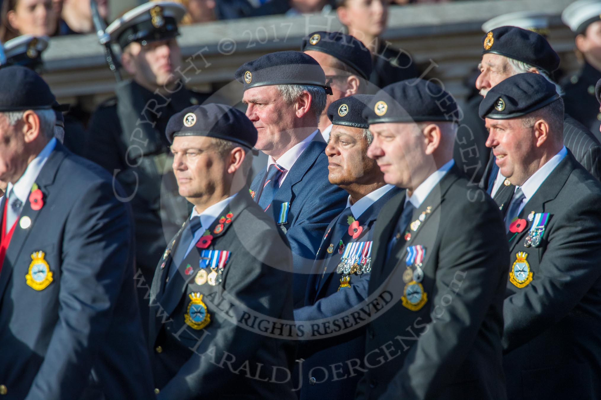 Type 42 Association   (Group E30, 47 members) during the Royal British Legion March Past on Remembrance Sunday at the Cenotaph, Whitehall, Westminster, London, 11 November 2018, 11:45.