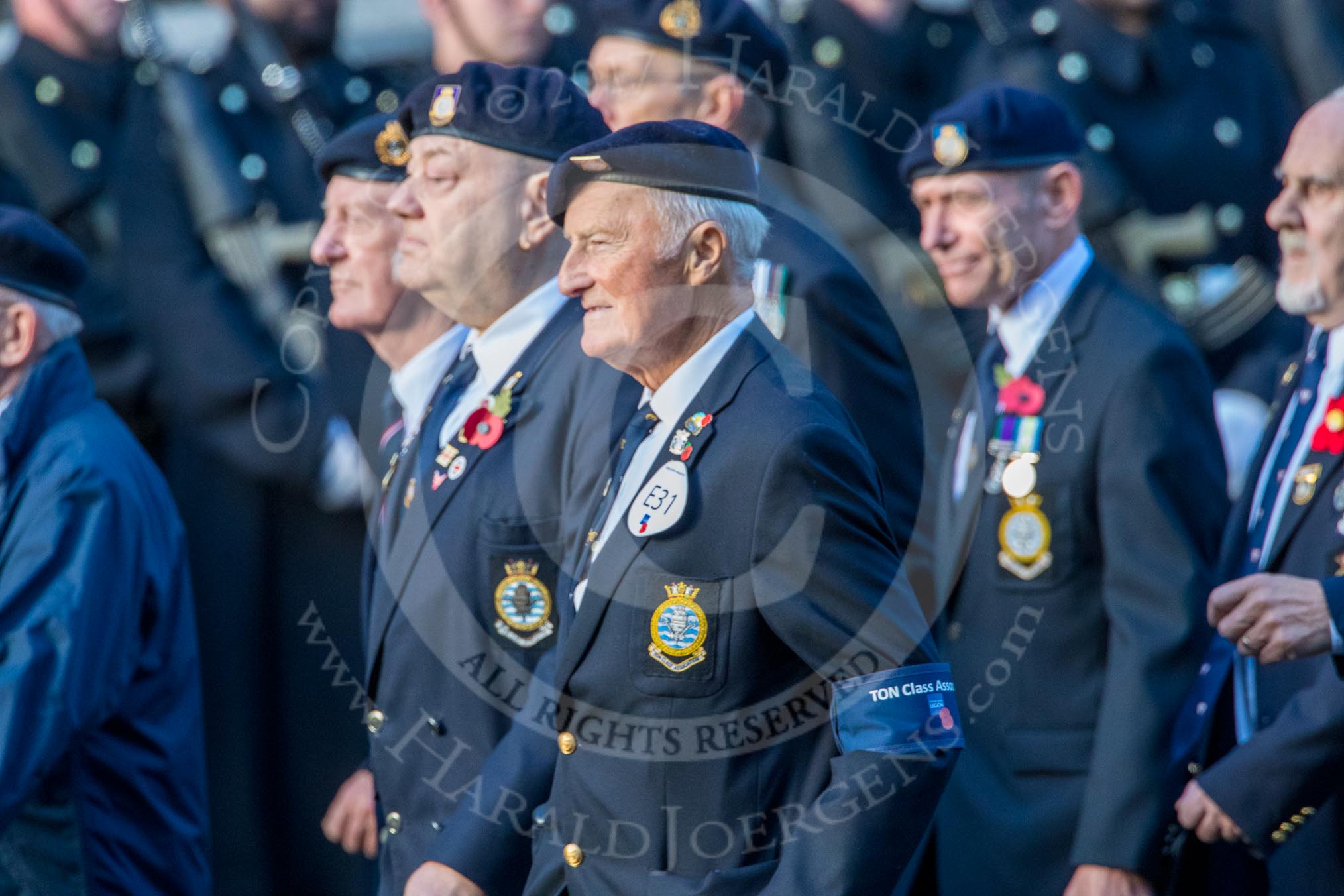 TON Class Association  (Group E31, 23 members) during the Royal British Legion March Past on Remembrance Sunday at the Cenotaph, Whitehall, Westminster, London, 11 November 2018, 11:45.