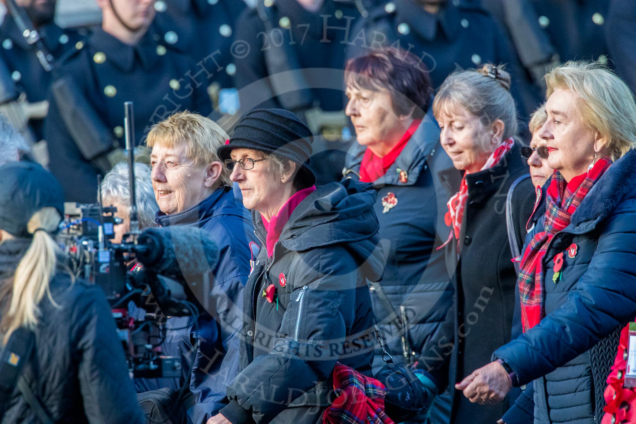 Queen Alexandra's Royal Naval Nursing Service Association  (Group E32, 32 members) during the Royal British Legion March Past on Remembrance Sunday at the Cenotaph, Whitehall, Westminster, London, 11 November 2018, 11:45.