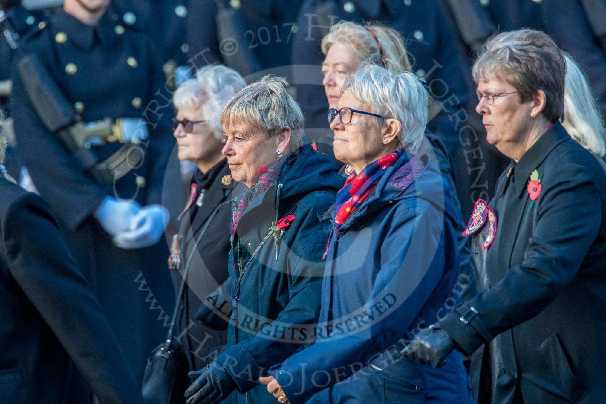 Queen Alexandra's Royal Naval Nursing Service Association  (Group E32, 32 members) during the Royal British Legion March Past on Remembrance Sunday at the Cenotaph, Whitehall, Westminster, London, 11 November 2018, 11:45.