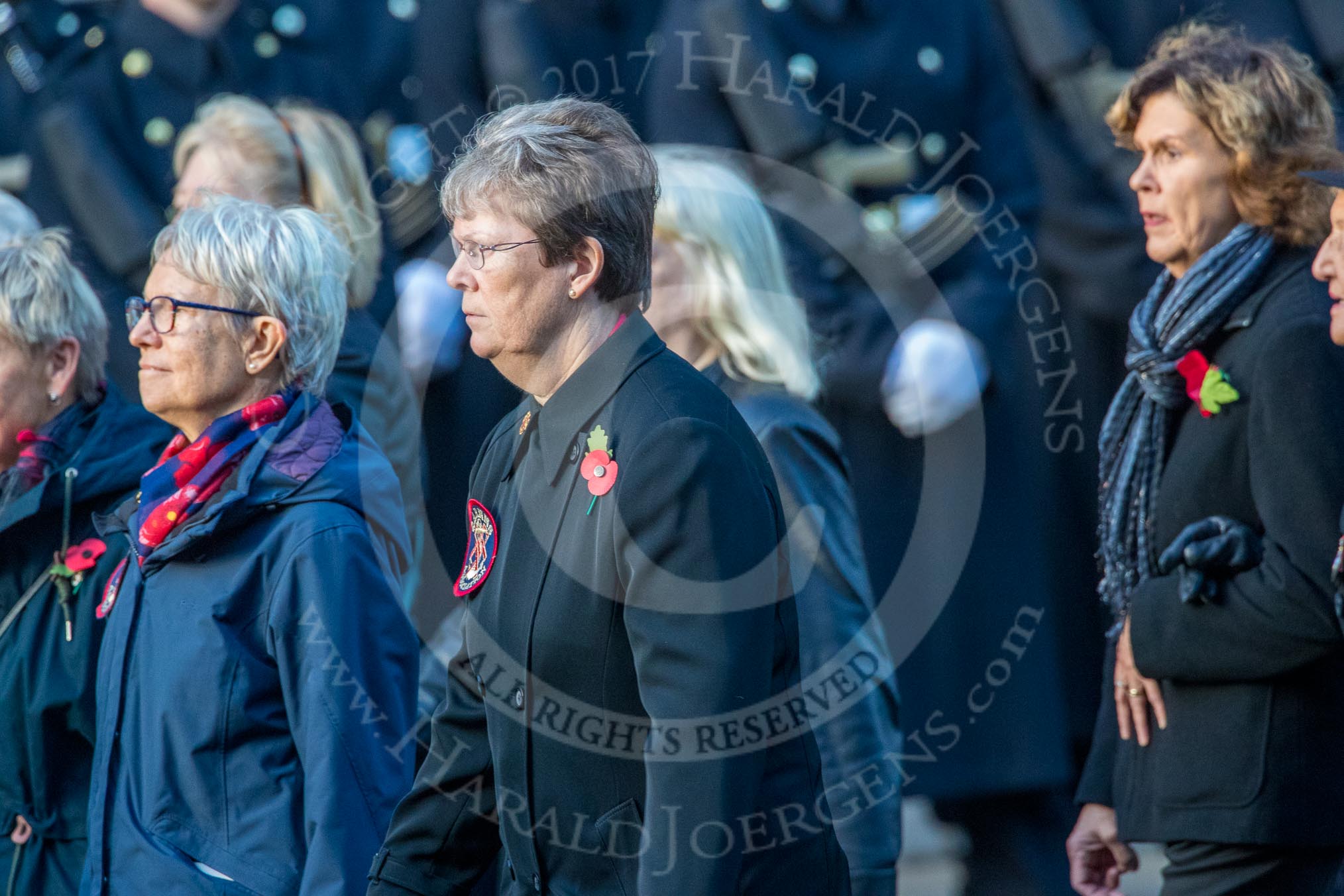 Queen Alexandra's Royal Naval Nursing Service Association  (Group E32, 32 members) during the Royal British Legion March Past on Remembrance Sunday at the Cenotaph, Whitehall, Westminster, London, 11 November 2018, 11:45.