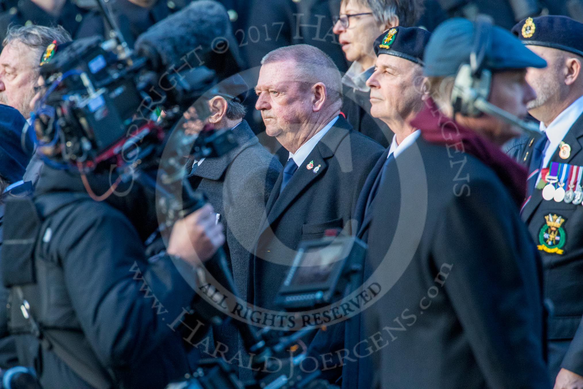 Royal Naval Communications Association  (RNCA) (Group E34, 21 members) during the Royal British Legion March Past on Remembrance Sunday at the Cenotaph, Whitehall, Westminster, London, 11 November 2018, 11:45.