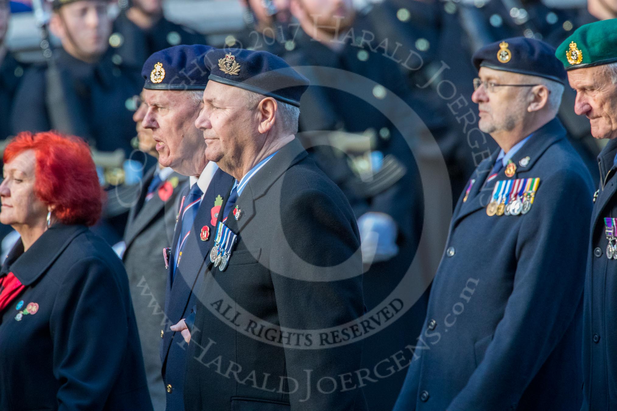 Royal Naval Medical Branch Ratings and Sick Berth Staff Association   (Group E35, 24 members) during the Royal British Legion March Past on Remembrance Sunday at the Cenotaph, Whitehall, Westminster, London, 11 November 2018, 11:45.