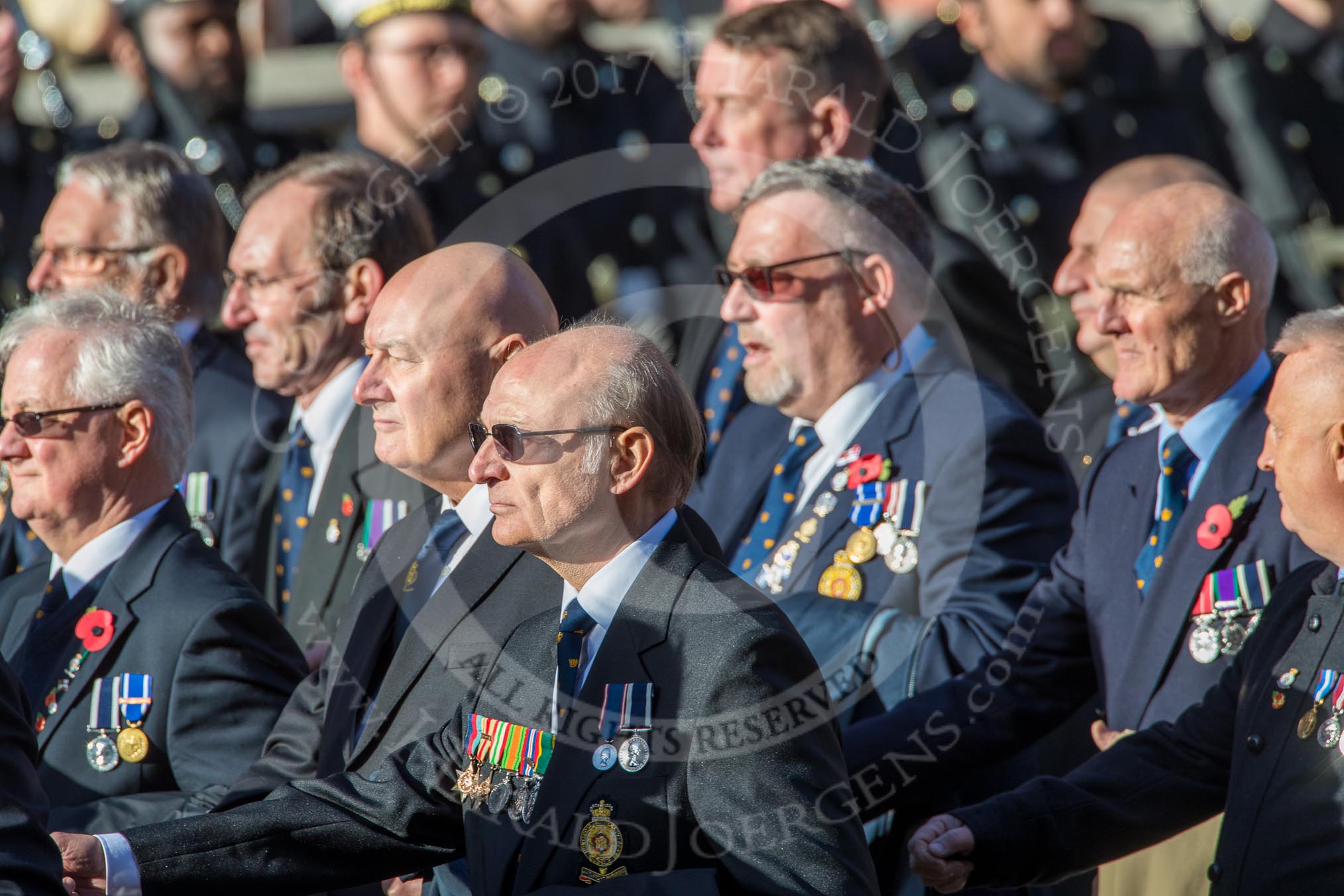 Association  OF Royal Yachtsmen (Group E39, 32 members) during the Royal British Legion March Past on Remembrance Sunday at the Cenotaph, Whitehall, Westminster, London, 11 November 2018, 11:46.