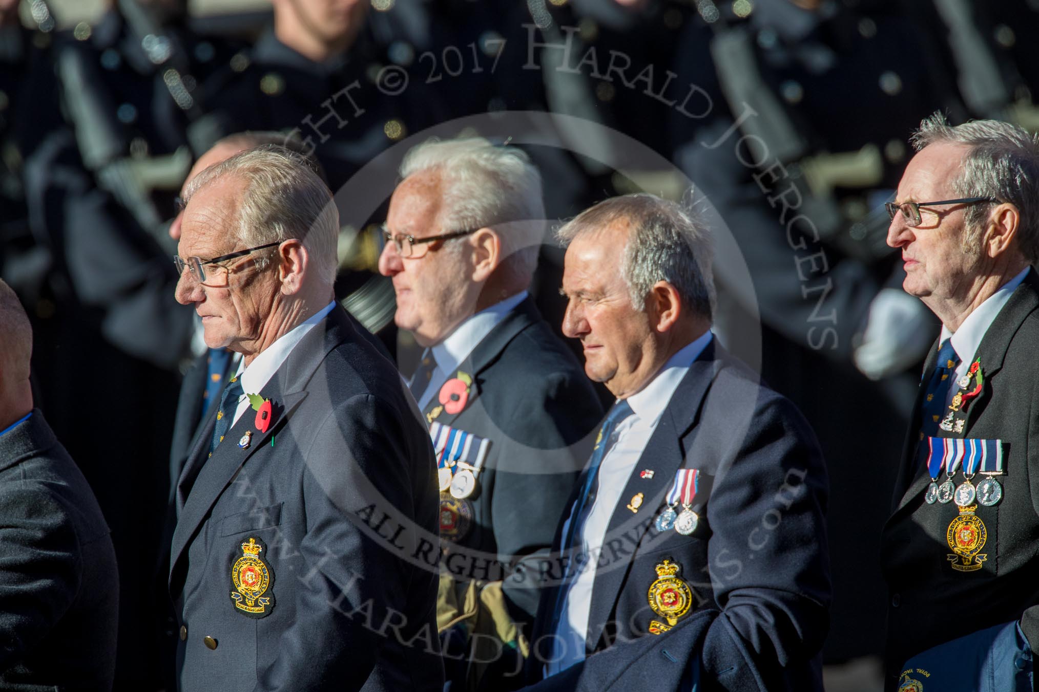 Association  OF Royal Yachtsmen (Group E39, 32 members) during the Royal British Legion March Past on Remembrance Sunday at the Cenotaph, Whitehall, Westminster, London, 11 November 2018, 11:46.