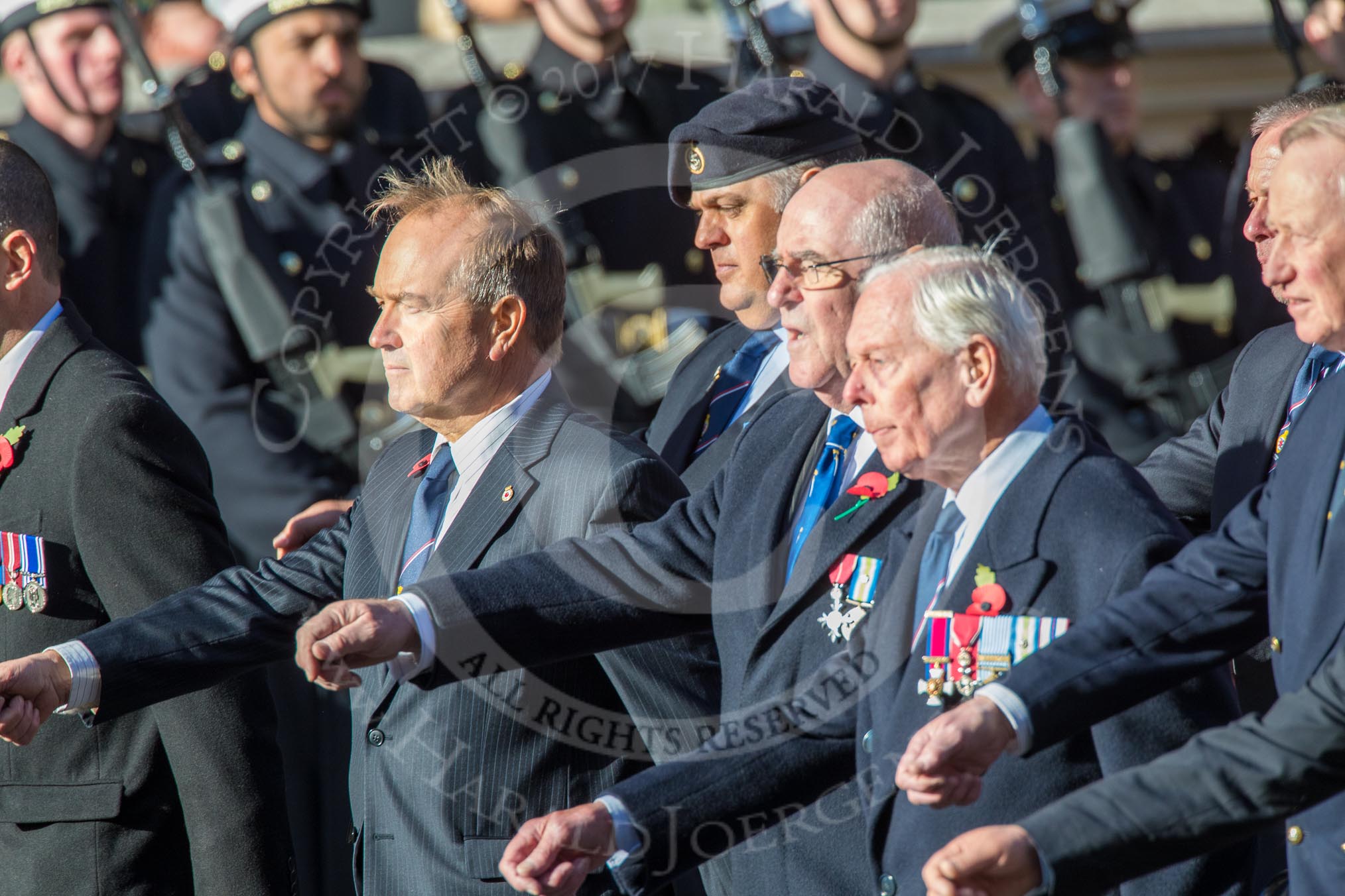 Broadsword Association  (Group E40, 32 members) during the Royal British Legion March Past on Remembrance Sunday at the Cenotaph, Whitehall, Westminster, London, 11 November 2018, 11:46.