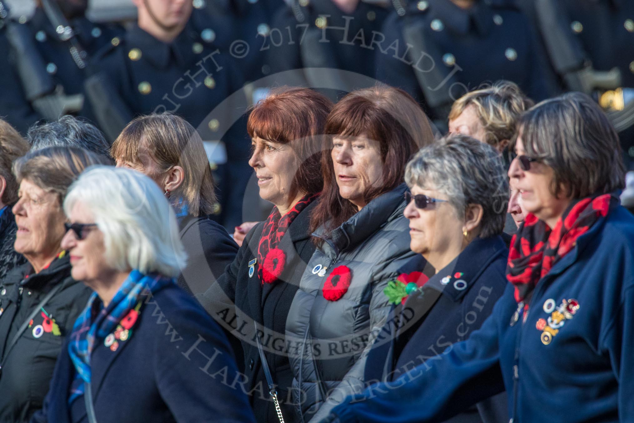 Association  of Wrens (Group E45, 115 members) during the Royal British Legion March Past on Remembrance Sunday at the Cenotaph, Whitehall, Westminster, London, 11 November 2018, 11:47.