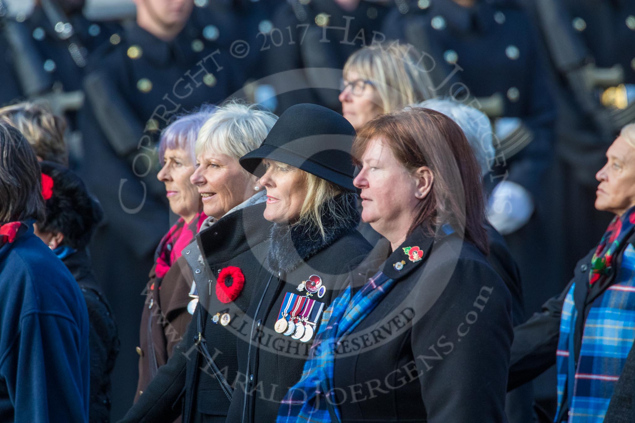 Association  of Wrens (Group E45, 115 members) during the Royal British Legion March Past on Remembrance Sunday at the Cenotaph, Whitehall, Westminster, London, 11 November 2018, 11:47.