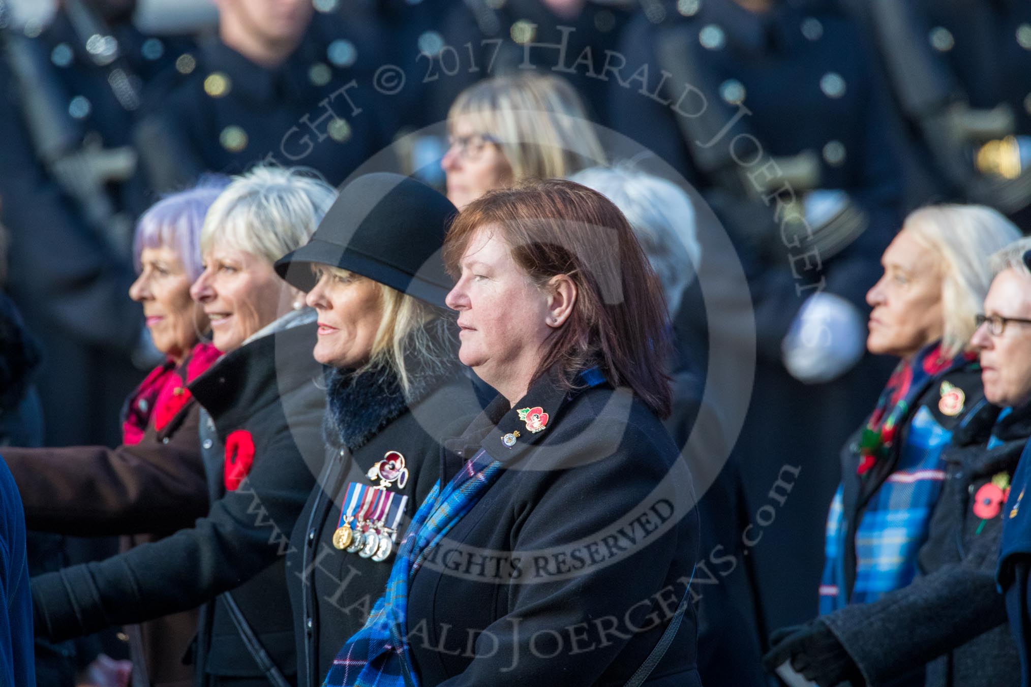 Association  of Wrens (Group E45, 115 members) during the Royal British Legion March Past on Remembrance Sunday at the Cenotaph, Whitehall, Westminster, London, 11 November 2018, 11:47.