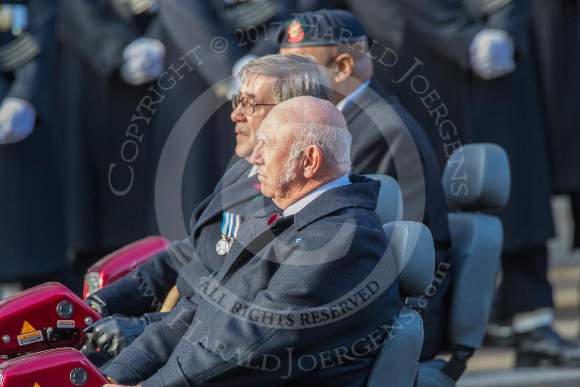 Blesma, The Limbless Veterans (Group AA1, 55 members) during the Royal British Legion March Past on Remembrance Sunday at the Cenotaph, Whitehall, Westminster, London, 11 November 2018, 11:47.