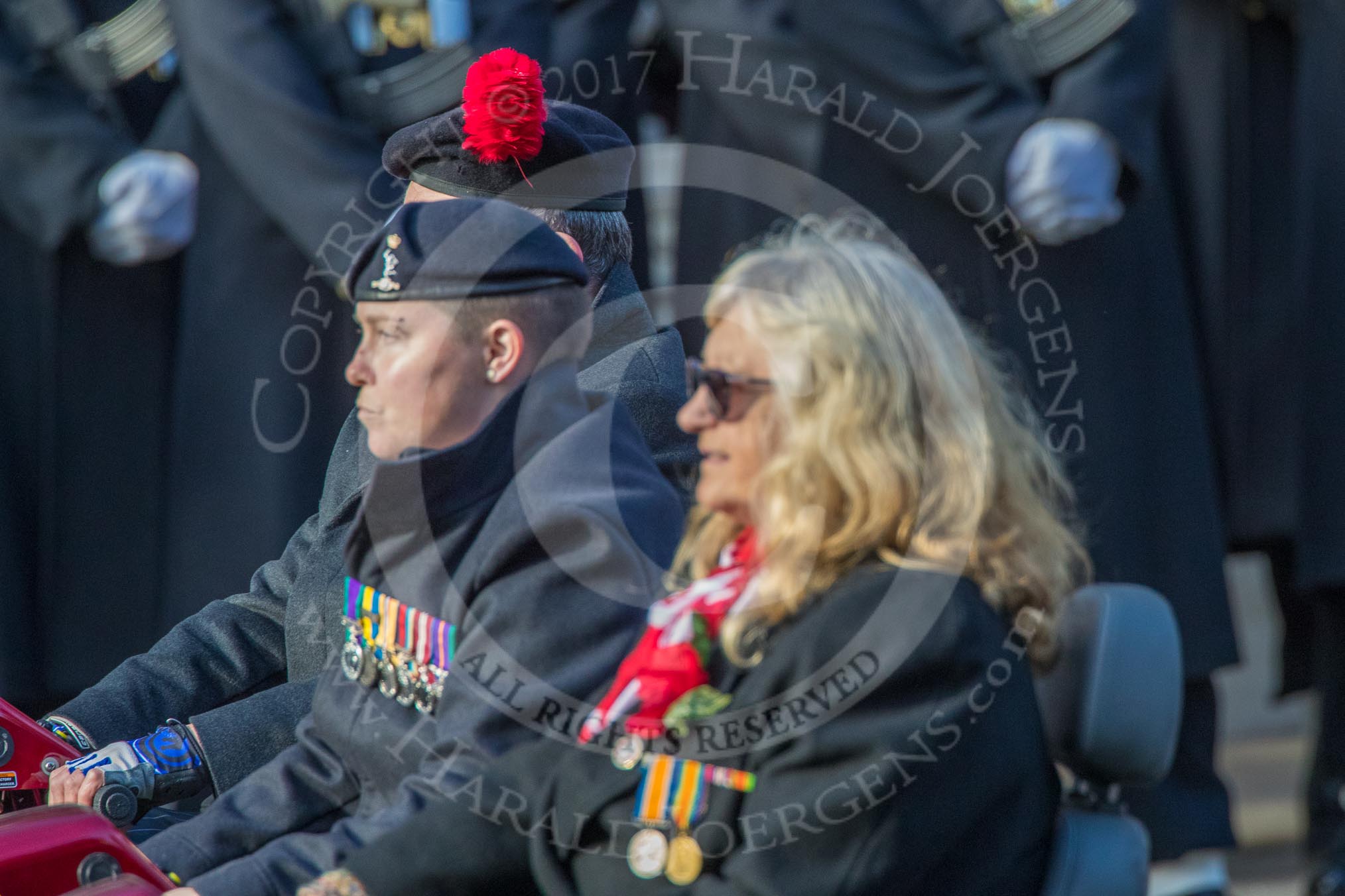 Blesma, The Limbless Veterans (Group AA1, 55 members) during the Royal British Legion March Past on Remembrance Sunday at the Cenotaph, Whitehall, Westminster, London, 11 November 2018, 11:47.