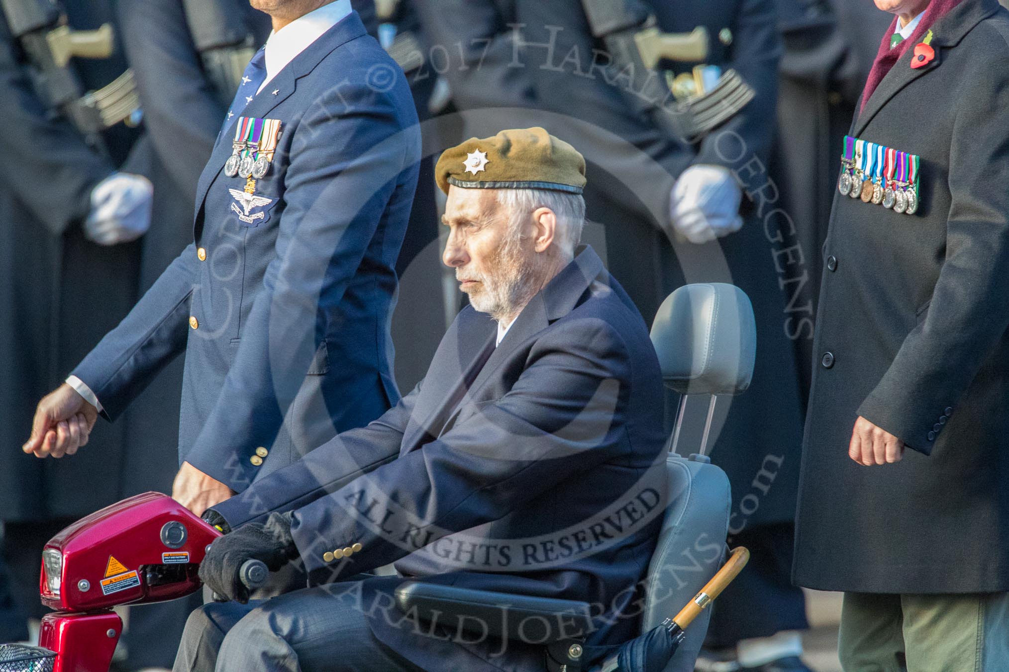 Blesma, The Limbless Veterans (Group AA1, 55 members)during the Royal British Legion March Past on Remembrance Sunday at the Cenotaph, Whitehall, Westminster, London, 11 November 2018, 11:47.