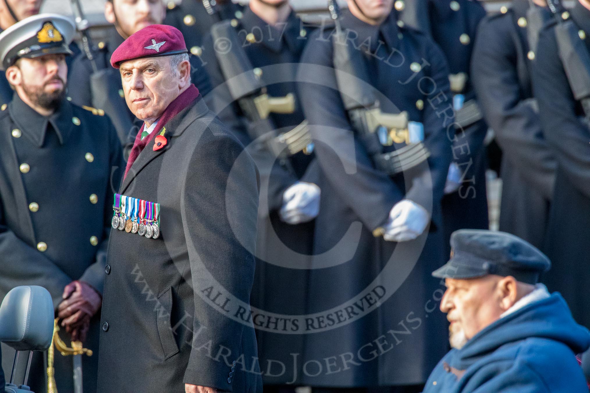 Blesma, The Limbless Veterans (Group AA1, 55 members) during the Royal British Legion March Past on Remembrance Sunday at the Cenotaph, Whitehall, Westminster, London, 11 November 2018, 11:47.