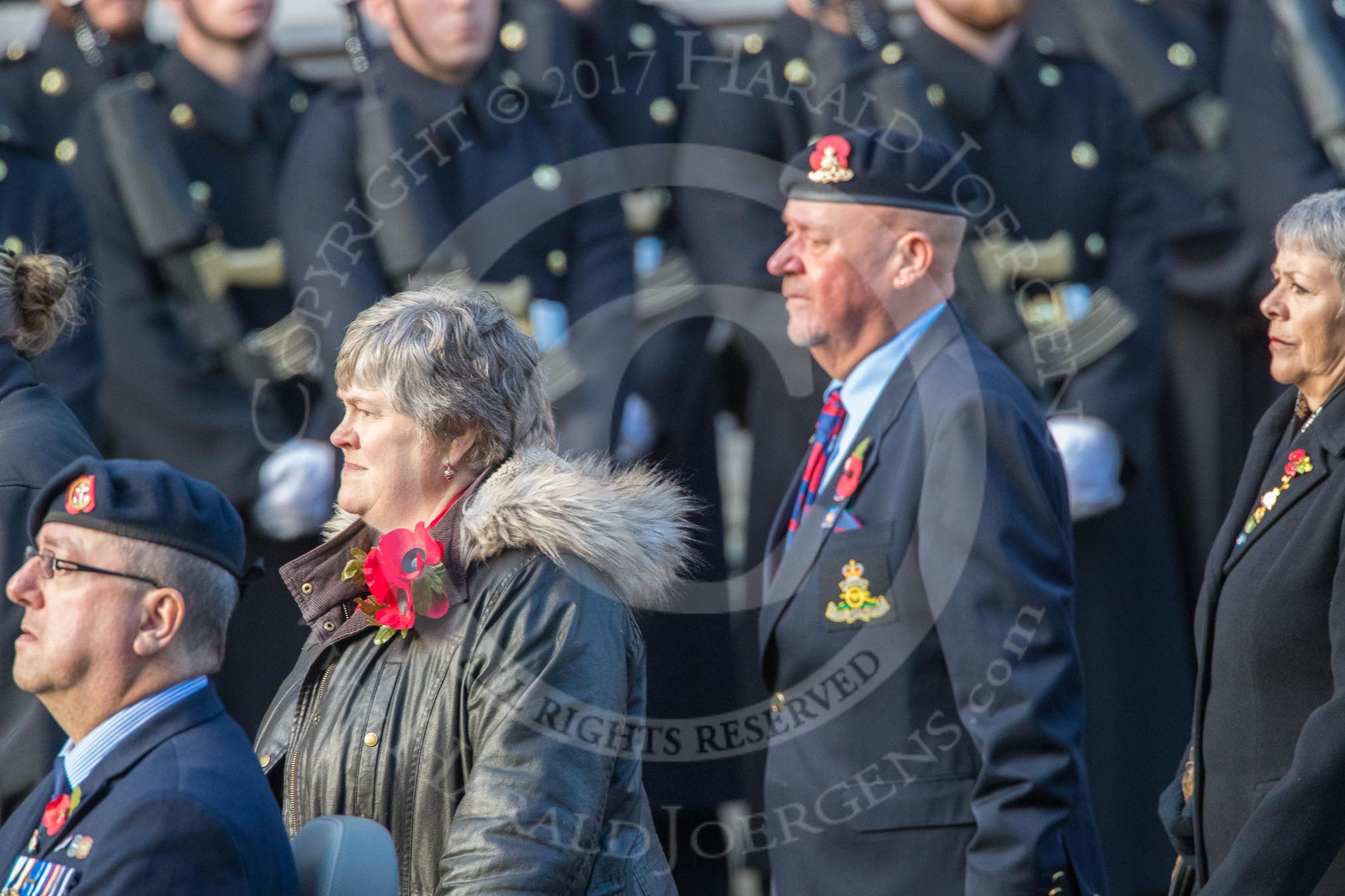 Blesma, The Limbless Veterans (Group AA1, 55 members) during the Royal British Legion March Past on Remembrance Sunday at the Cenotaph, Whitehall, Westminster, London, 11 November 2018, 11:48.