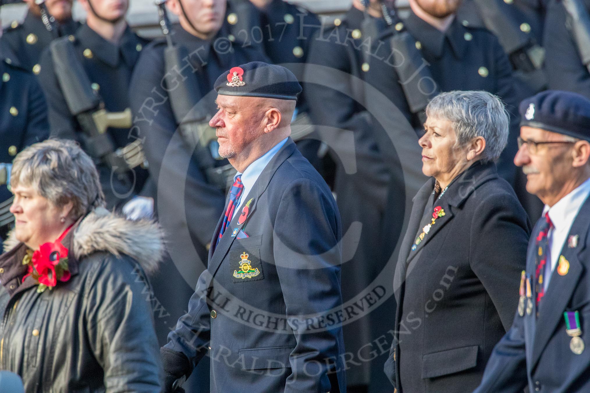 Blesma, The Limbless Veterans (Group AA1, 55 members) during the Royal British Legion March Past on Remembrance Sunday at the Cenotaph, Whitehall, Westminster, London, 11 November 2018, 11:48.