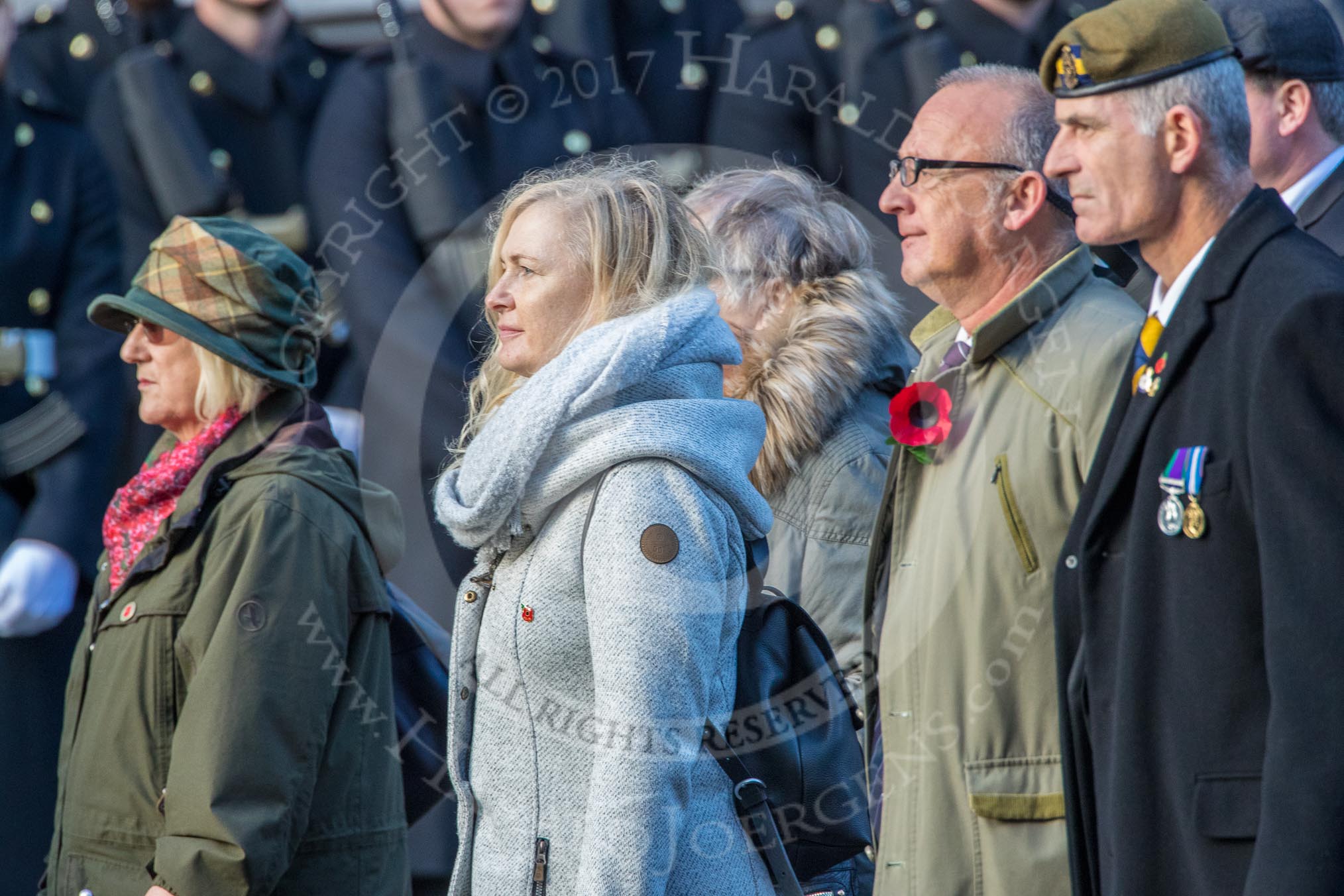 Blesma, The Limbless Veterans (Group AA1, 55 members) during the Royal British Legion March Past on Remembrance Sunday at the Cenotaph, Whitehall, Westminster, London, 11 November 2018, 11:48.