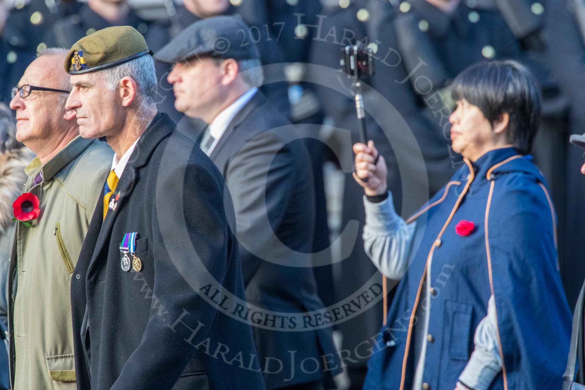 Blesma, The Limbless Veterans (Group AA1, 55 members) during the Royal British Legion March Past on Remembrance Sunday at the Cenotaph, Whitehall, Westminster, London, 11 November 2018, 11:48.