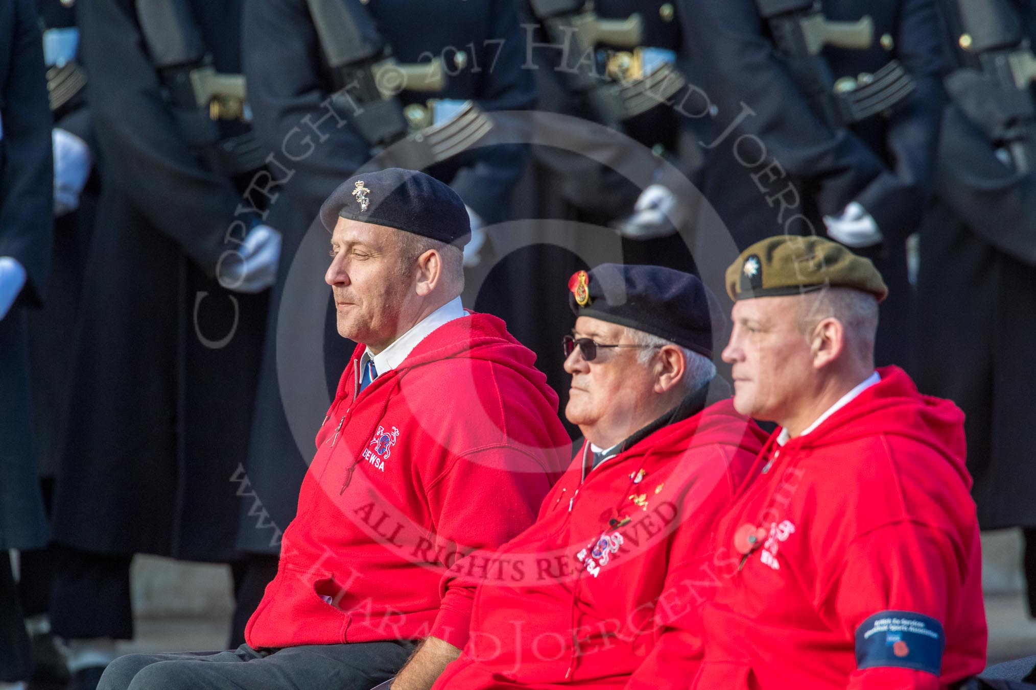 British Ex-Services Wheelchair Sports Association  (Group AA2, 14 members) during the Royal British Legion March Past on Remembrance Sunday at the Cenotaph, Whitehall, Westminster, London, 11 November 2018, 11:48.