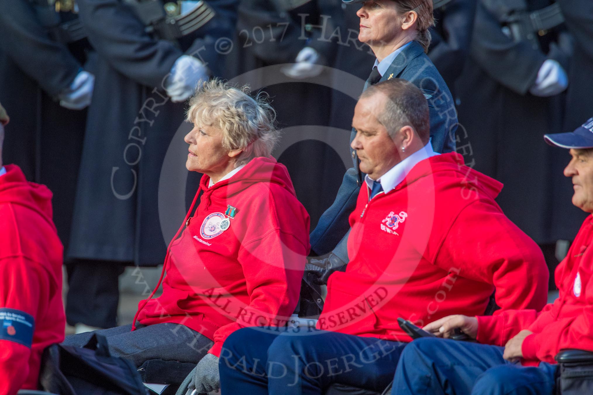 British Ex-Services Wheelchair Sports Association  (Group AA2, 14 members) during the Royal British Legion March Past on Remembrance Sunday at the Cenotaph, Whitehall, Westminster, London, 11 November 2018, 11:48.