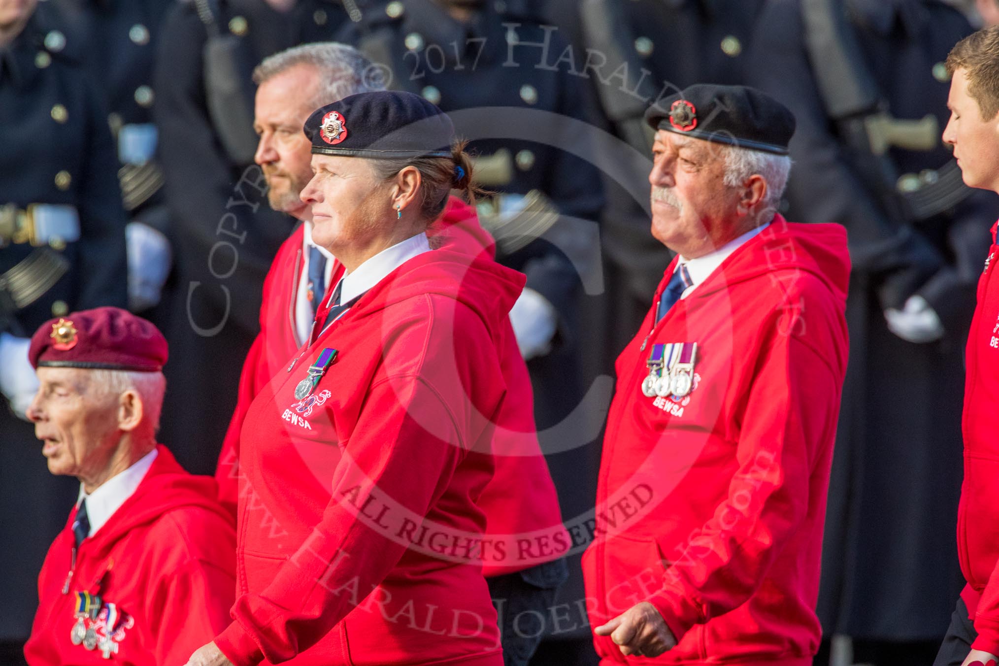 British Ex-Services Wheelchair Sports Association  (Group AA2, 14 members) during the Royal British Legion March Past on Remembrance Sunday at the Cenotaph, Whitehall, Westminster, London, 11 November 2018, 11:48.