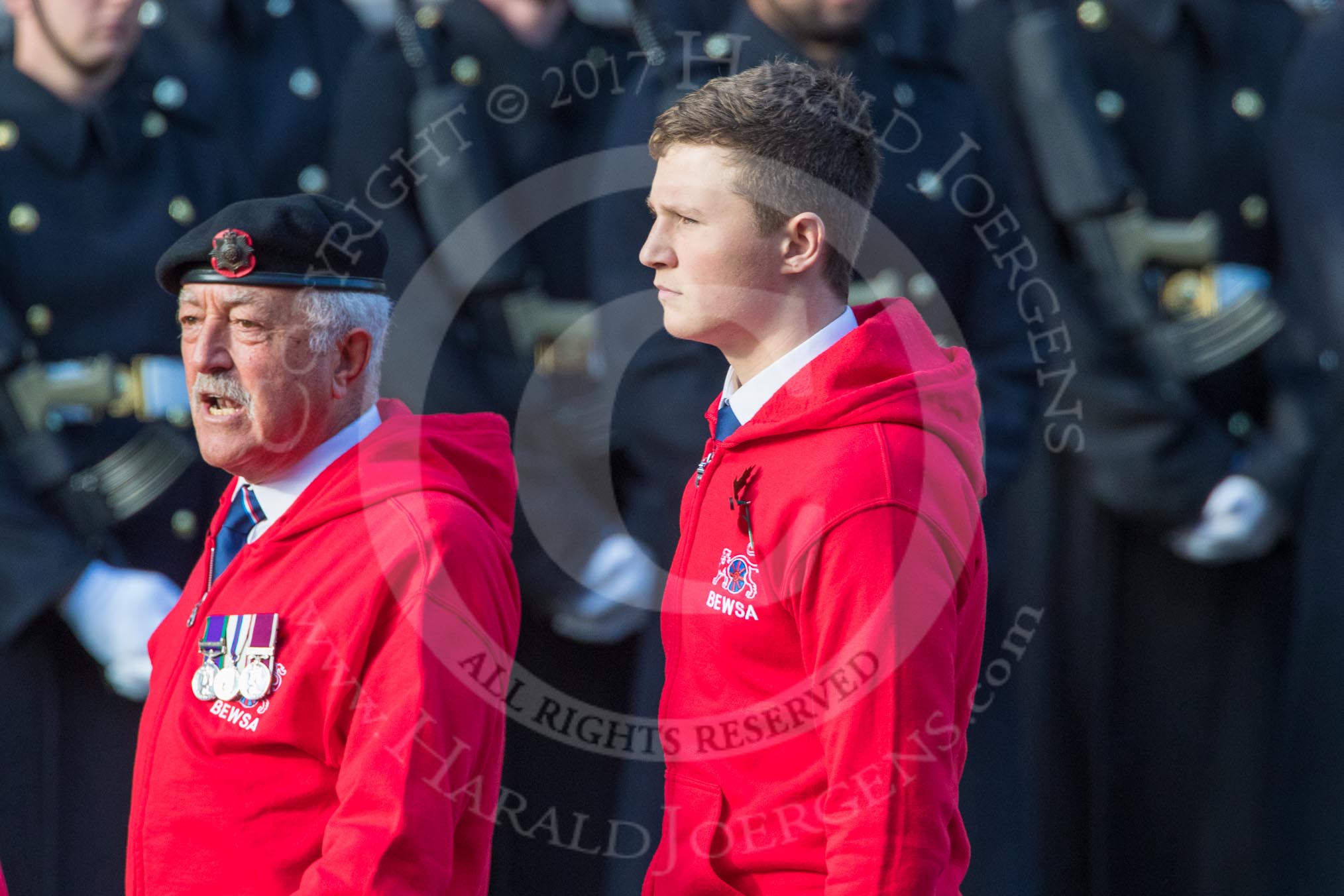 British Ex-Services Wheelchair Sports Association  (Group AA2, 14 members) during the Royal British Legion March Past on Remembrance Sunday at the Cenotaph, Whitehall, Westminster, London, 11 November 2018, 11:48.