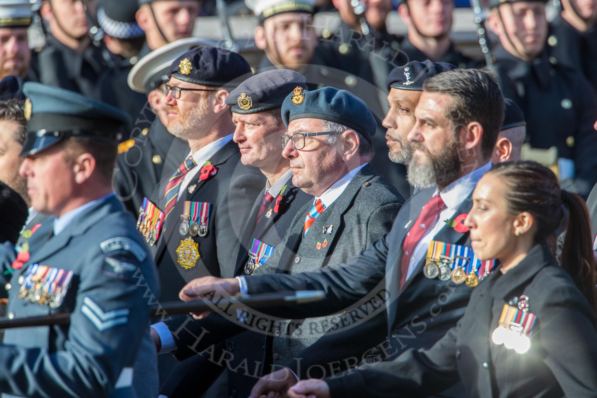 Combat Stress (Group AA6, 36 members) during the Royal British Legion March Past on Remembrance Sunday at the Cenotaph, Whitehall, Westminster, London, 11 November 2018, 11:49.