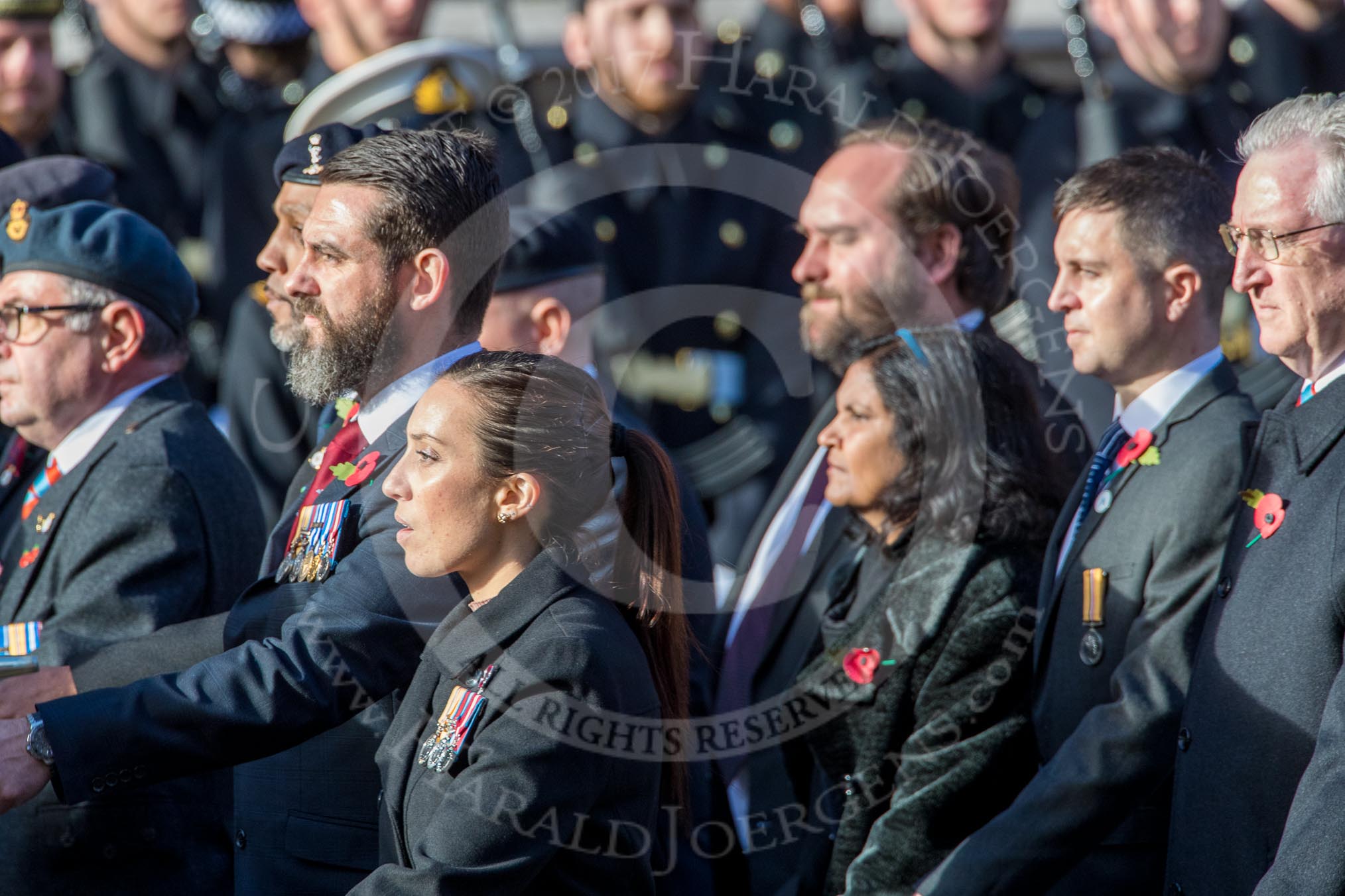 Combat Stress (Group AA6, 36 members) during the Royal British Legion March Past on Remembrance Sunday at the Cenotaph, Whitehall, Westminster, London, 11 November 2018, 11:49.