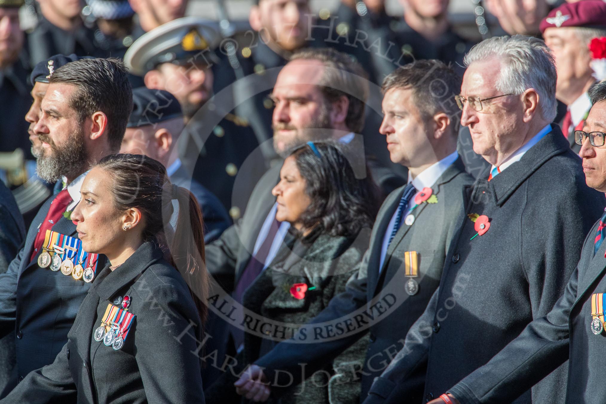 Combat Stress (Group AA6, 36 members) during the Royal British Legion March Past on Remembrance Sunday at the Cenotaph, Whitehall, Westminster, London, 11 November 2018, 11:49.