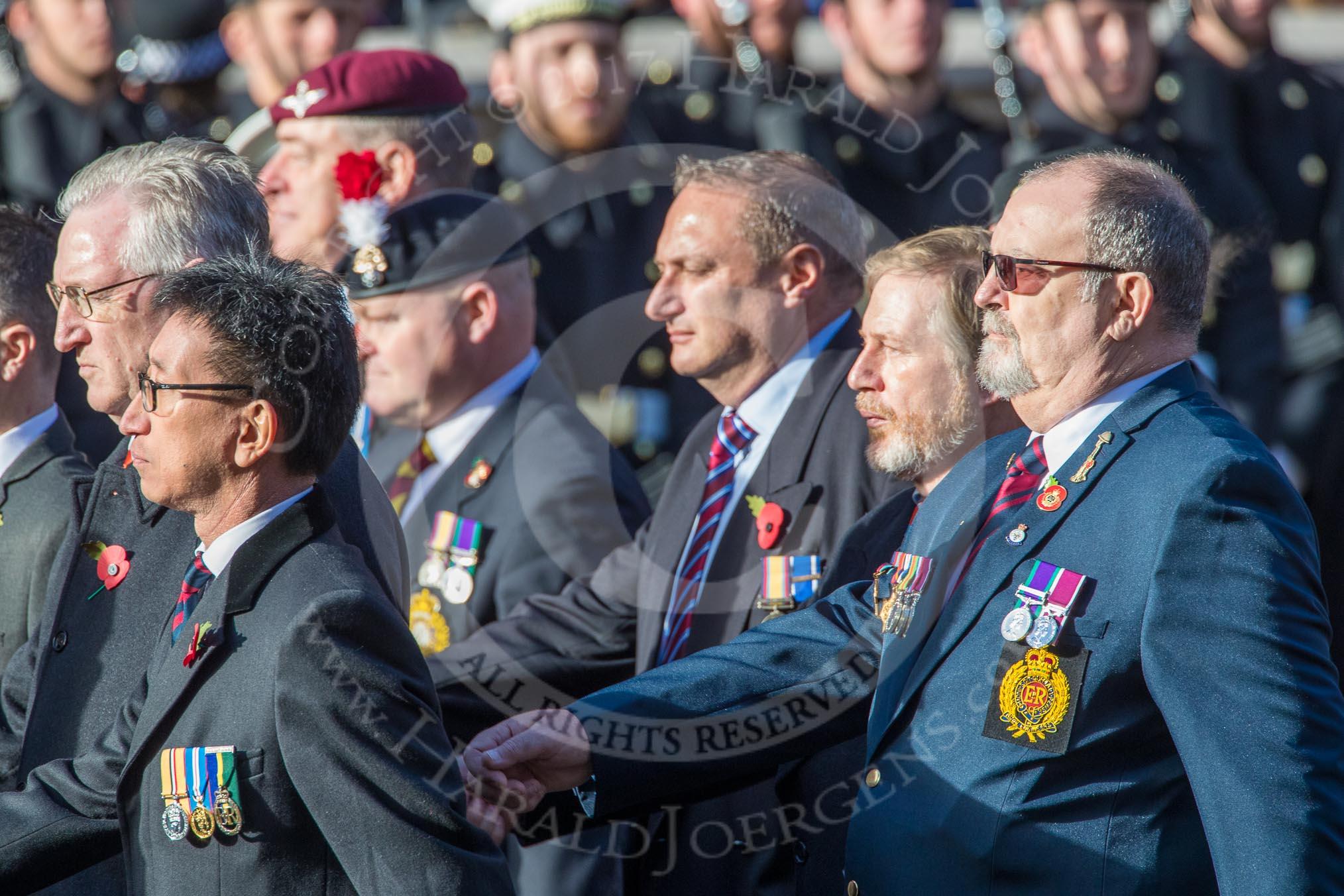 Combat Stress (Group AA6, 36 members) during the Royal British Legion March Past on Remembrance Sunday at the Cenotaph, Whitehall, Westminster, London, 11 November 2018, 11:49.