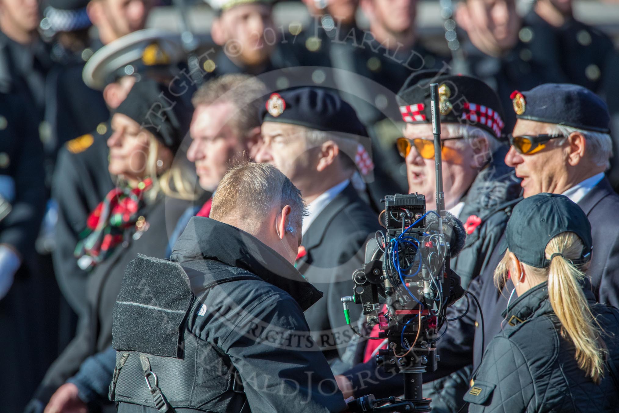 Scottish War Blinded (Group AA8, 21 members) during the Royal British Legion March Past on Remembrance Sunday at the Cenotaph, Whitehall, Westminster, London, 11 November 2018, 11:49.