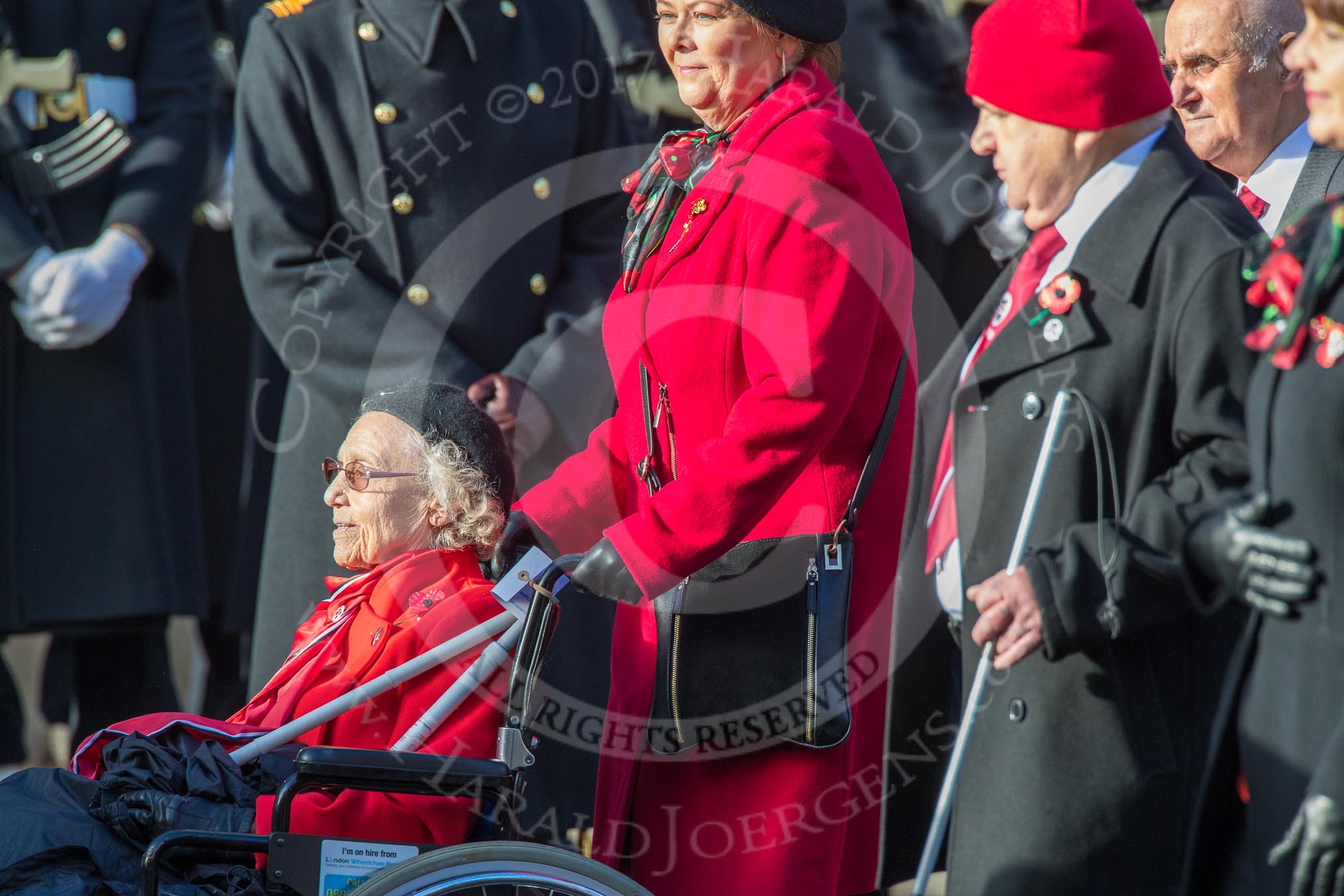 Scottish War Blinded (Group AA8, 21 members) during the Royal British Legion March Past on Remembrance Sunday at the Cenotaph, Whitehall, Westminster, London, 11 November 2018, 11:49.