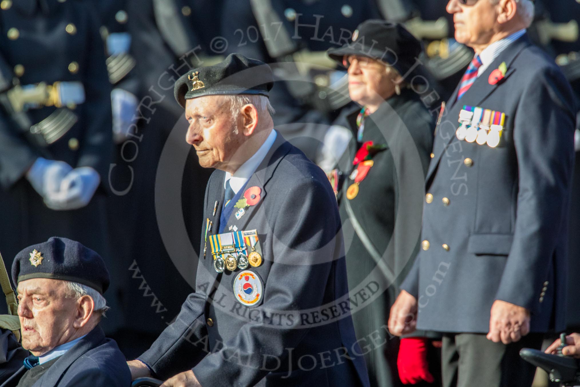 British Korean Veterans Association  (Group F2, 16 members) during the Royal British Legion March Past on Remembrance Sunday at the Cenotaph, Whitehall, Westminster, London, 11 November 2018, 11:50.