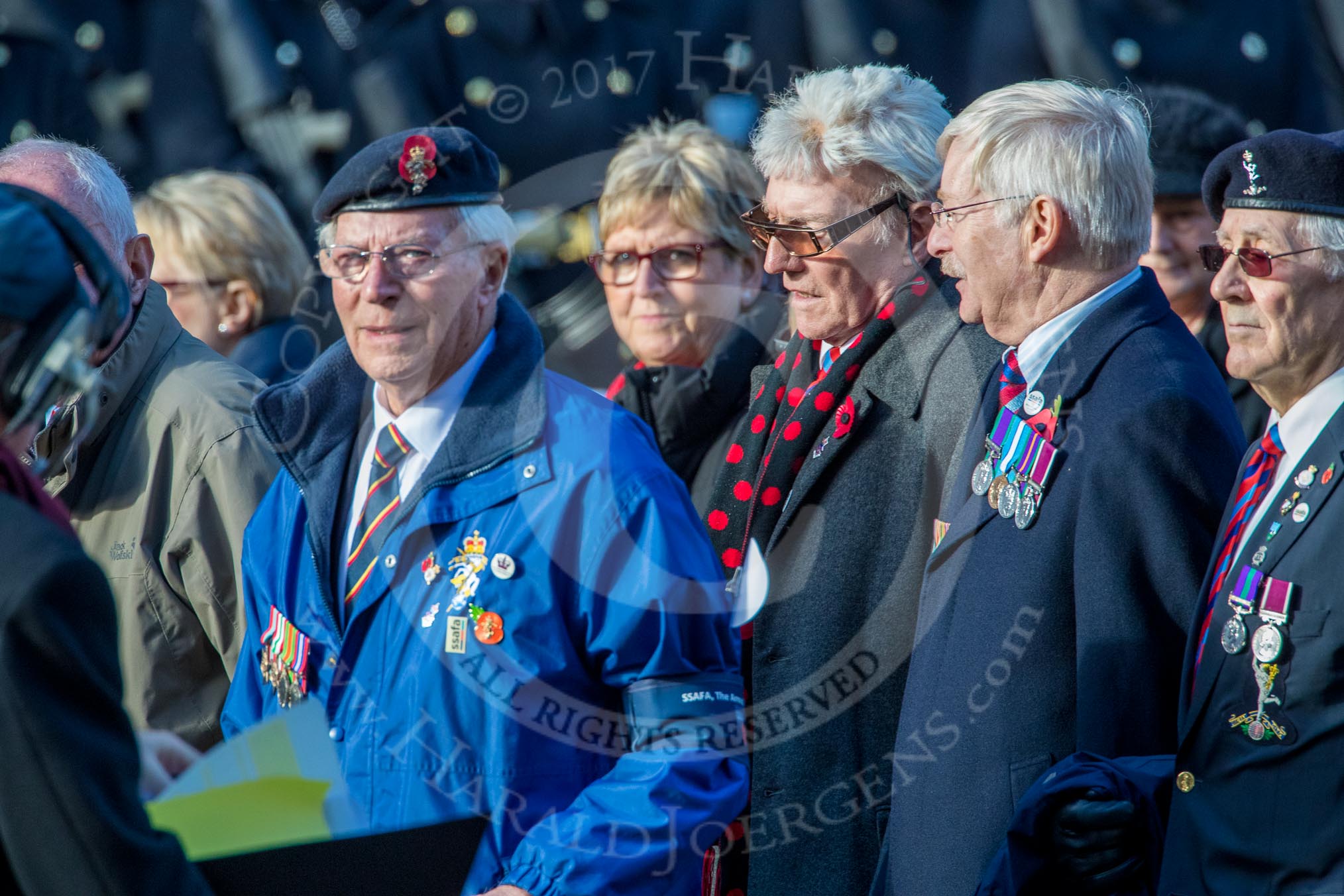 SSAFA, the Armed Forces Charity (Group F3, 53 members) during the Royal British Legion March Past on Remembrance Sunday at the Cenotaph, Whitehall, Westminster, London, 11 November 2018, 11:50.