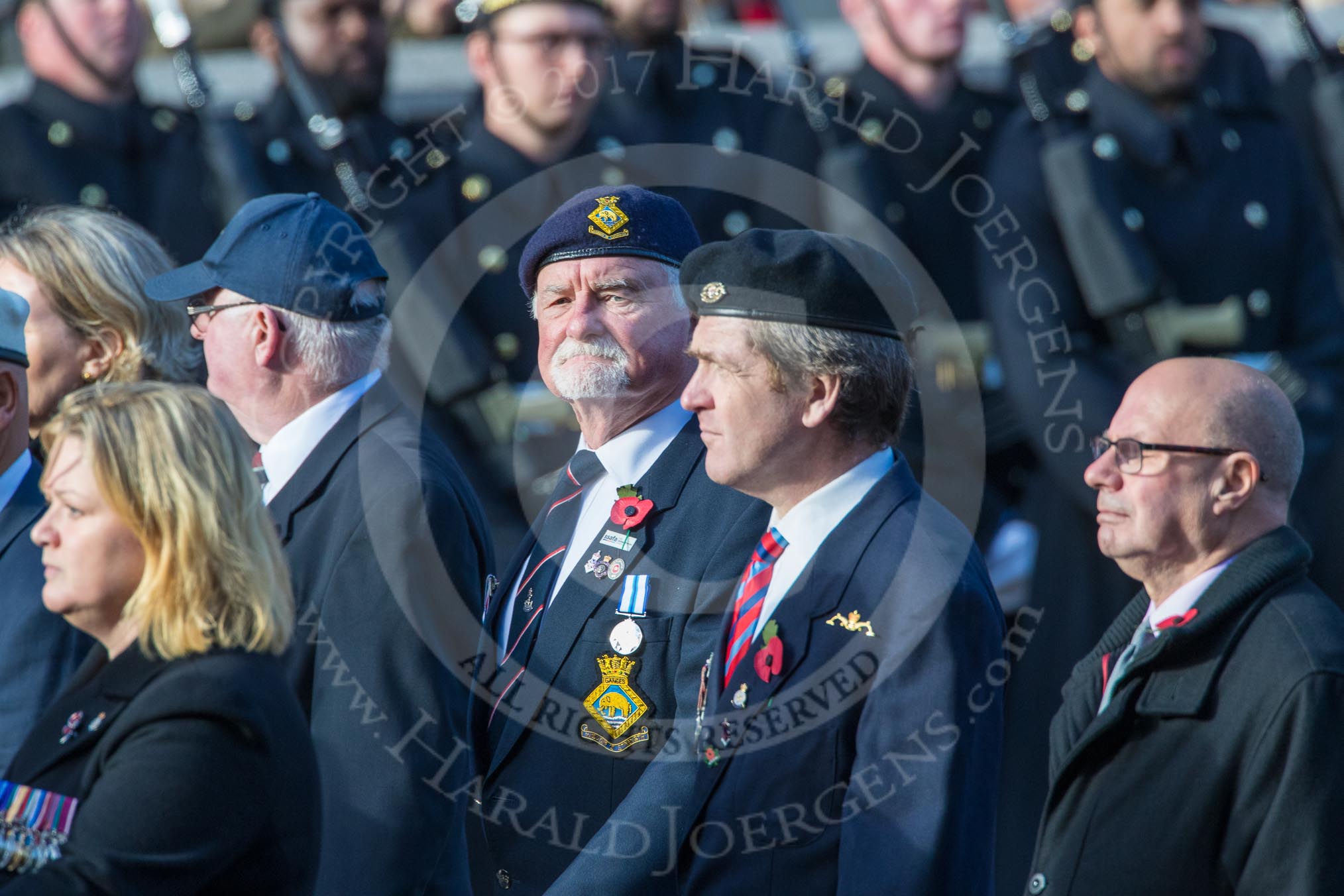 SSAFA, the Armed Forces Charity (Group F3, 53 members) during the Royal British Legion March Past on Remembrance Sunday at the Cenotaph, Whitehall, Westminster, London, 11 November 2018, 11:50.