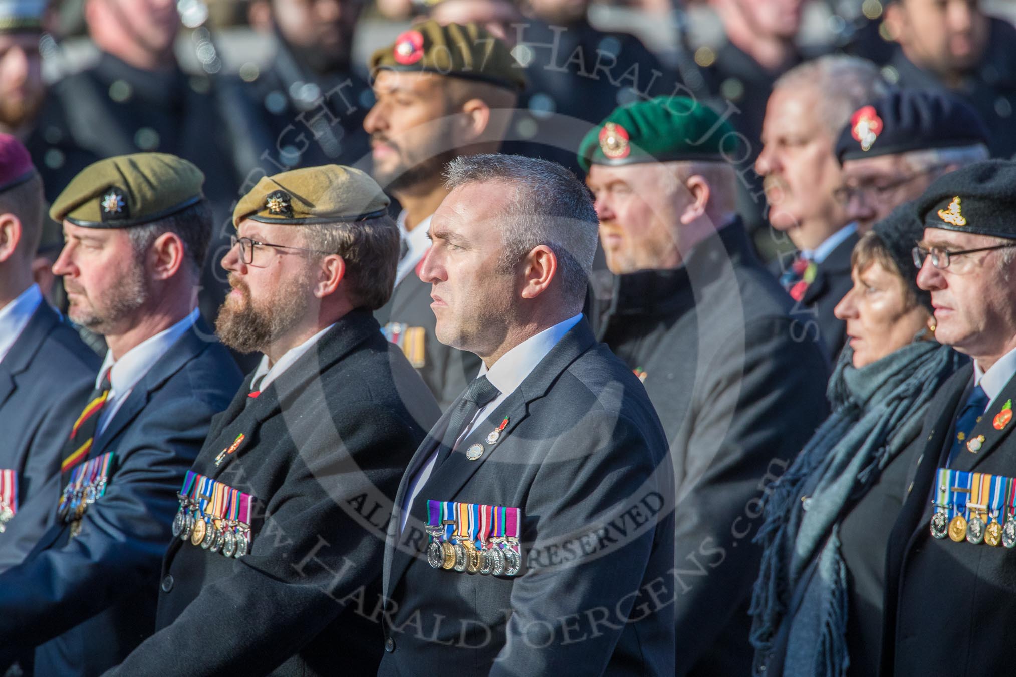 Help for Heroes (Group F4, 100 members) during the Royal British Legion March Past on Remembrance Sunday at the Cenotaph, Whitehall, Westminster, London, 11 November 2018, 11:50.