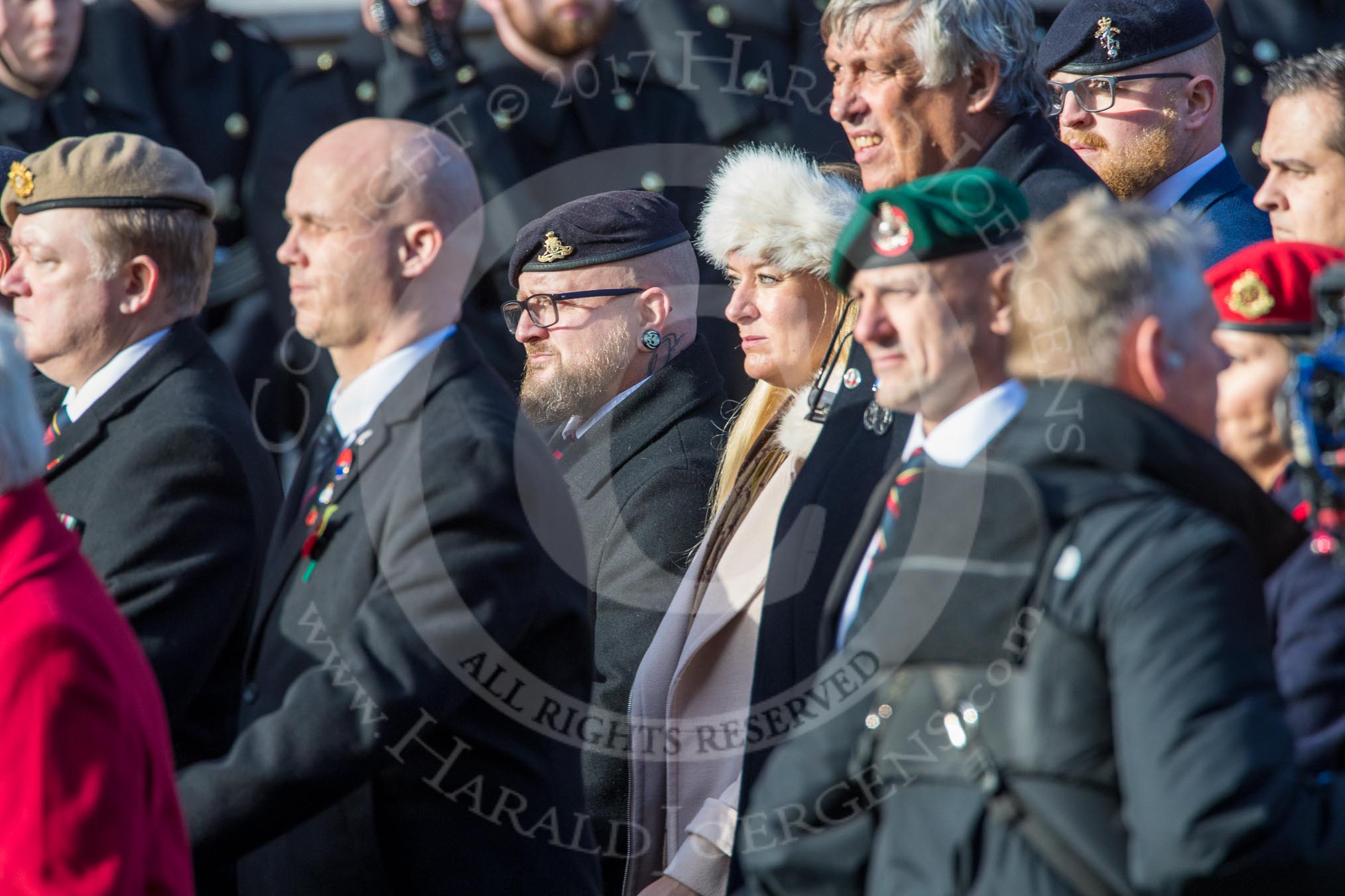 The Not Forgotten Association  (Group F5, 47 members) during the Royal British Legion March Past on Remembrance Sunday at the Cenotaph, Whitehall, Westminster, London, 11 November 2018, 11:50.